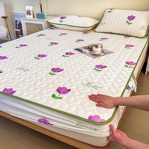 Miniatura 7 de Protector de colchón tamaño Queen, sábana acolchada de látex fresco de verano, para habitación de los niños, funda de colchón con bolsillo profundo