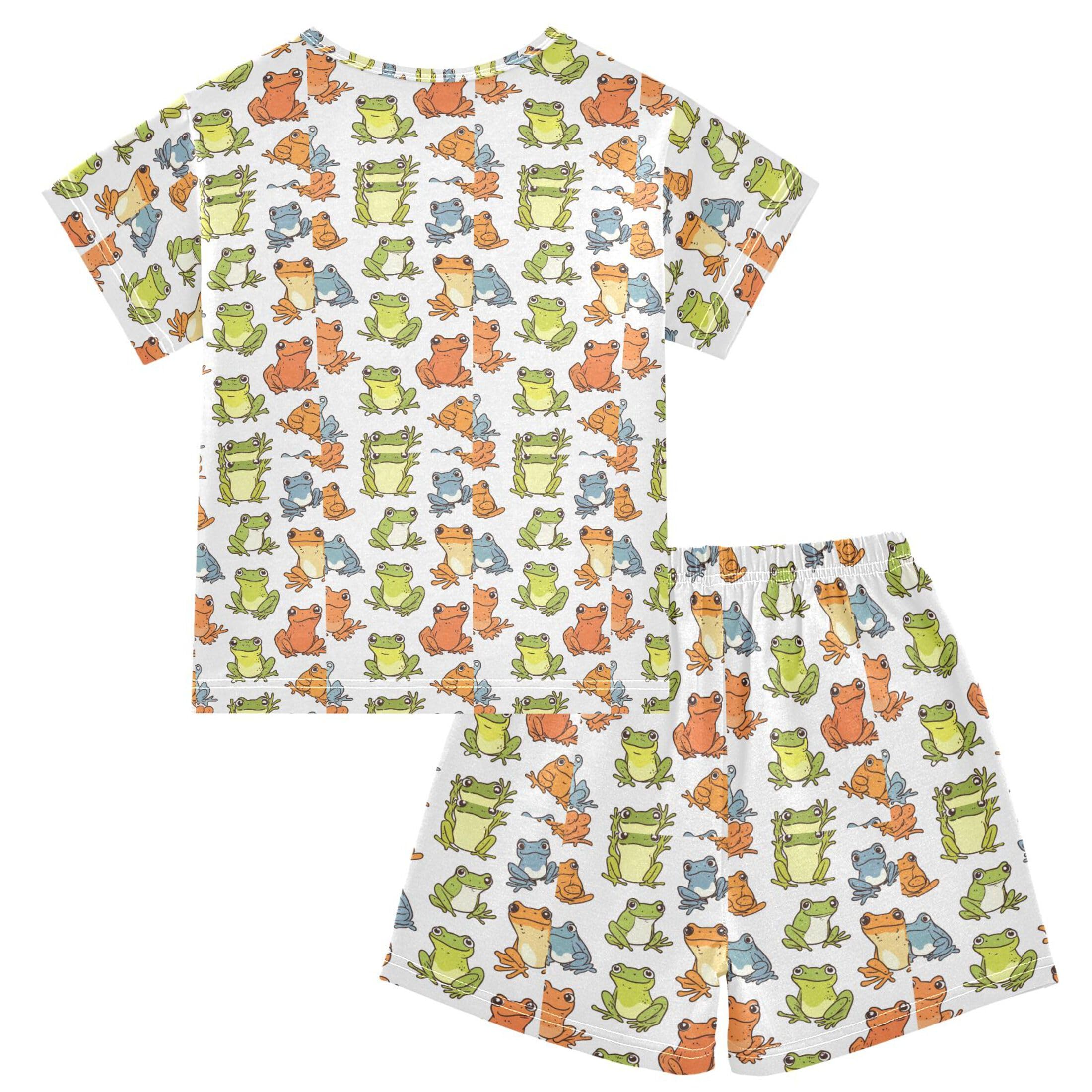 UMIRIKO Frog Animal Summer Short Sleeve Pajamas Sleepwear PJ Set B0403902