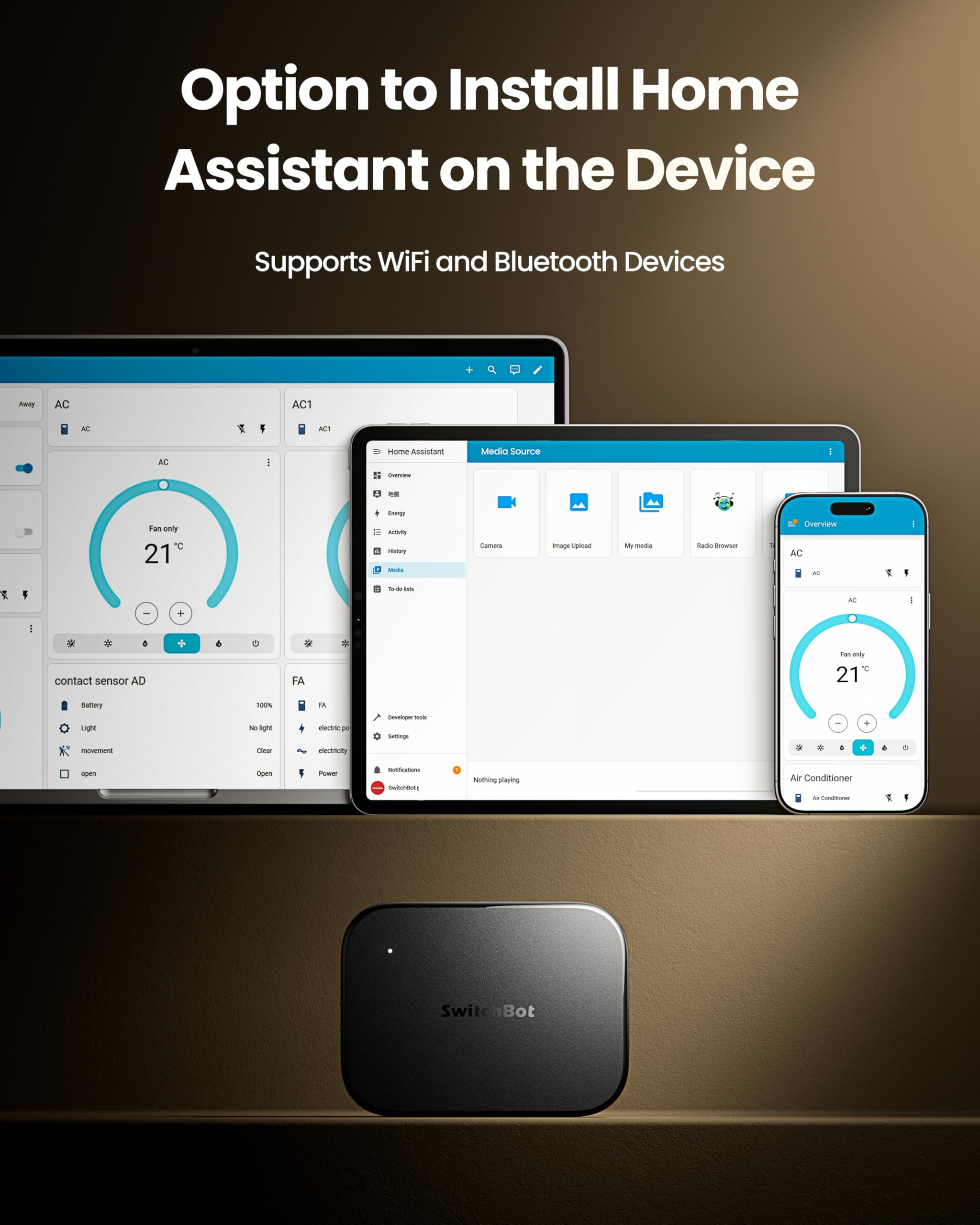 SwitchBot AI Hub, KI Smart Home Hub mit OpenClaw, lokalem NVR-Speicher, 6 TOPS Edge-KI, Home Assistant Core, Matter Bridge, Dual-Band-WLAN, 16GB microSD inklusive