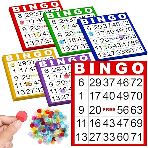 50 hojas de tarjetas de bingo grandes de doble cara de 8 x 9 pulgadas para personas mayores, tarjetas de bingo jumbo y papas fritas, hojas de papel