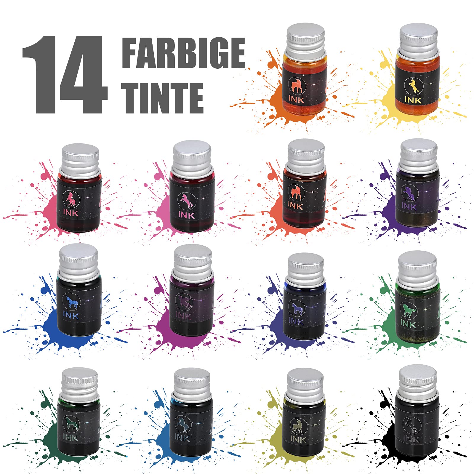 GOLDGE Federhalter aus Glas, 19PCS Glasstifte Set Kalligraphie Glasfederhalter mit Glasstifte Bunte Tinten Glasstifthalter Stifthalter für Unterschrift Handschrift Dekorationsgeschenk