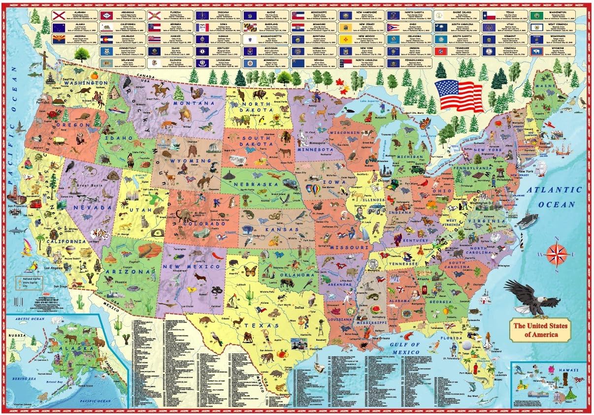 Illustrated map of the US for kids (27x39 Laminated Children's Wall Map of the US for Kids) [Map]) Map – May 4, 2020