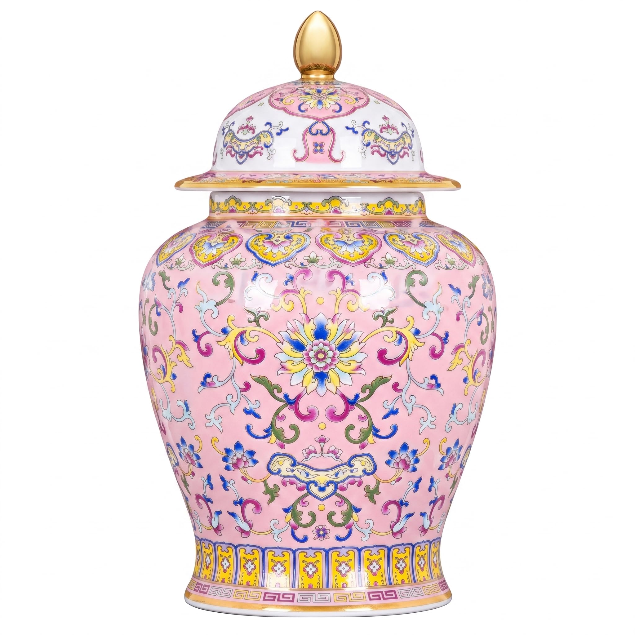 Neptuiby Ginger Jar, Cloisonne Enamel Decorative Jars Exquisite Floral Ceramic Containers with Lids Ceramic Vases for Home Decor.