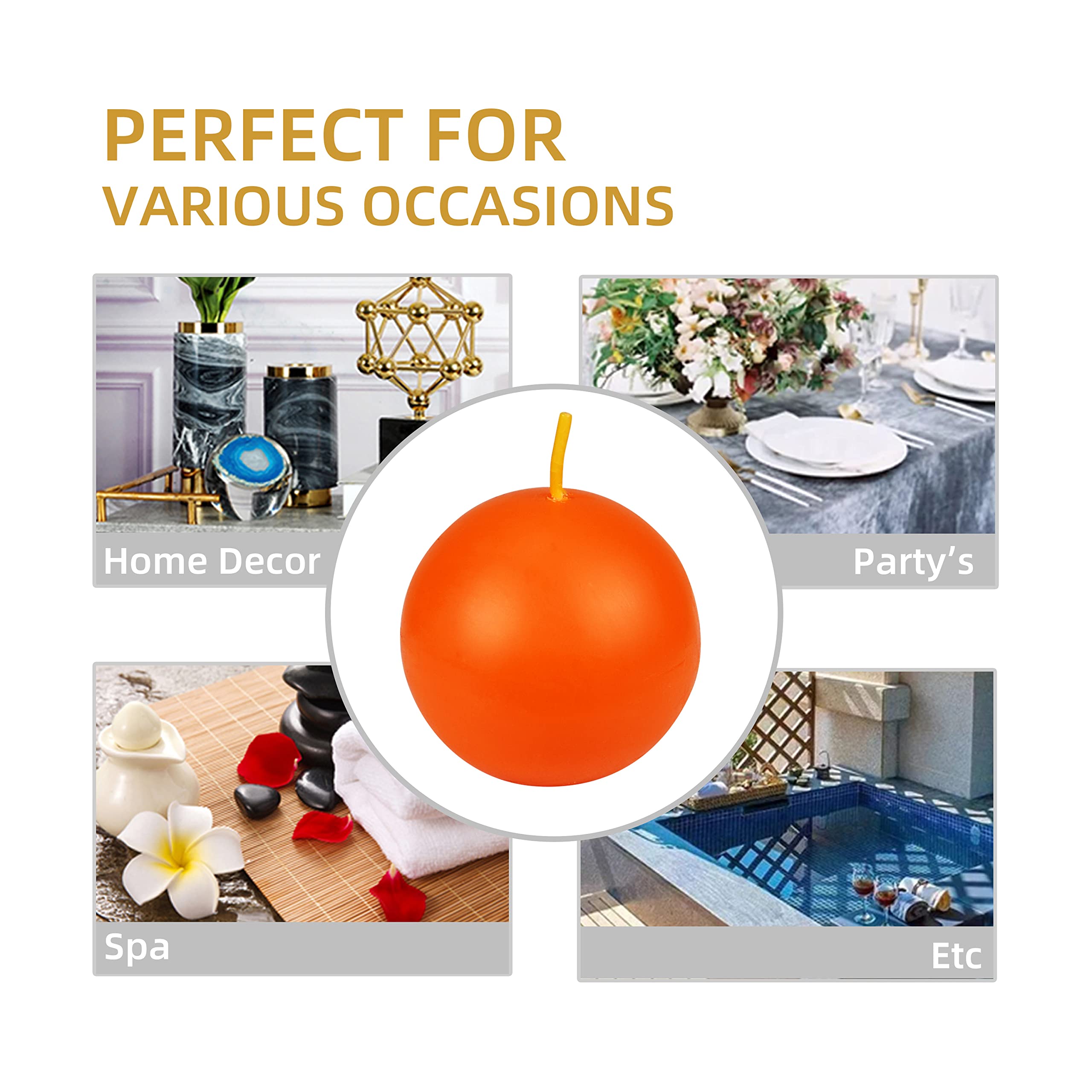 Zest Vela – Juego de Bola Velas, 3 Pulgadas, Color Naranja