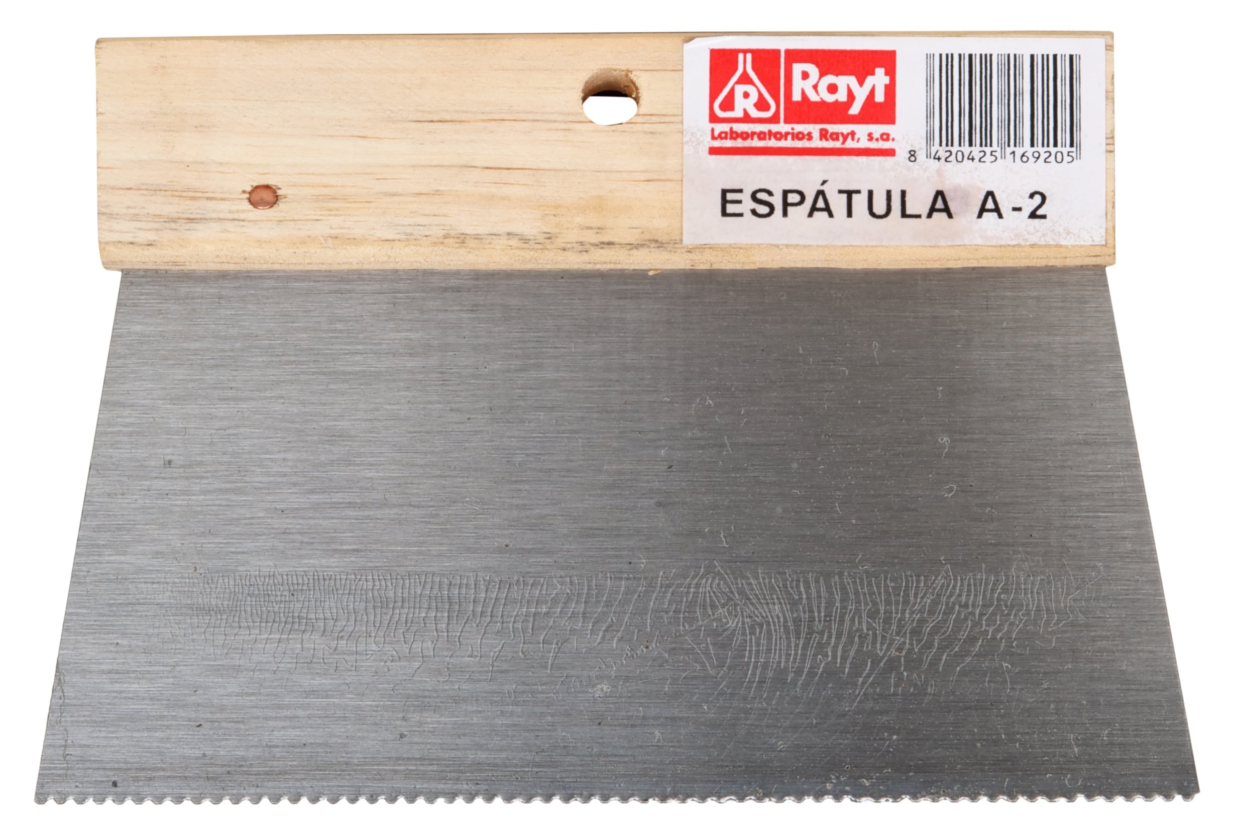 Rayt 1692 Espátula dentada metálica A2 para aplicación de adhesivos.