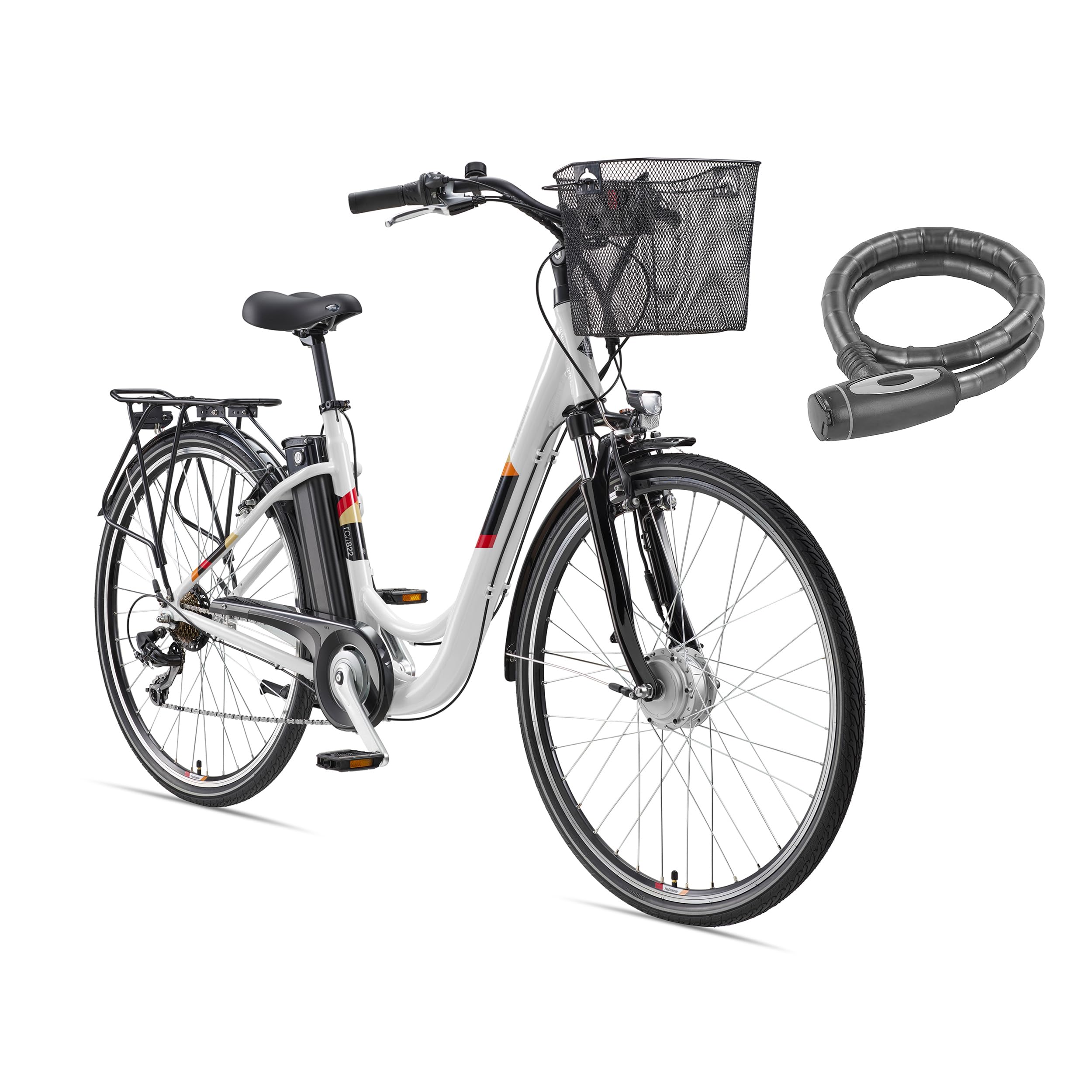 TELEFUNKEN City Elektrofahrrad für Damen und Herren E-Bike 28 Zoll | 536,5 Wh Akku | Pedelec mit 40 Nm Frontmotor | 7-Gang Shimano Kettenschaltung | Citybike mit Fahrradkorb & Fahrradschloss
