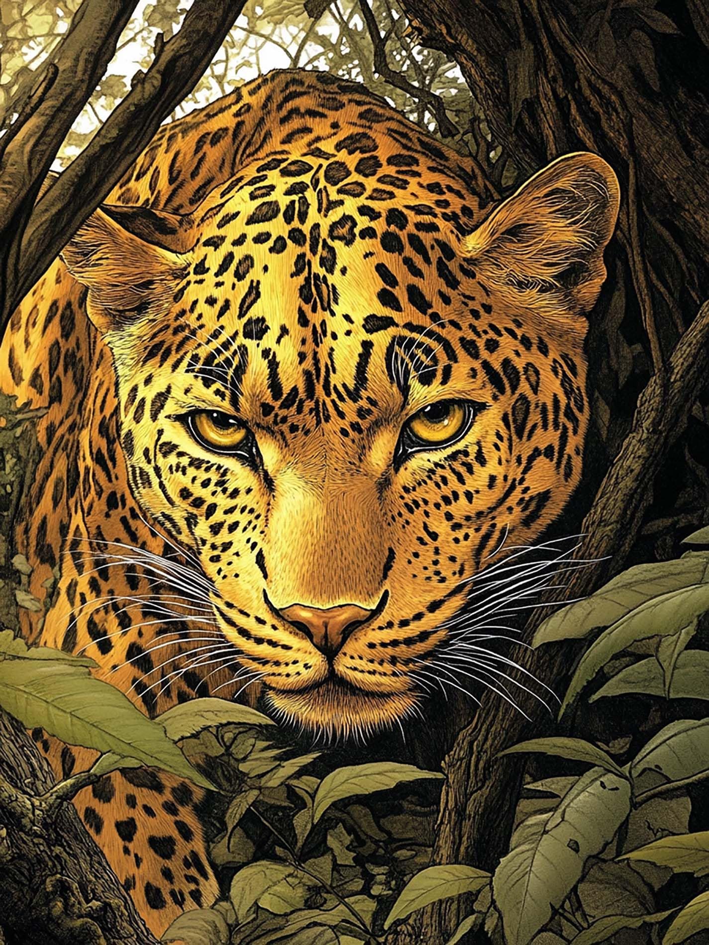 VAIIEYO 5D DIY Diamond Painting Leopard, Diamond Art Kits Adults Animal, Paint with Round Full Drill Crystal Rhinestone Diamonds Gem Art for Home Wall Decoration Gift 12X16 Inch-69