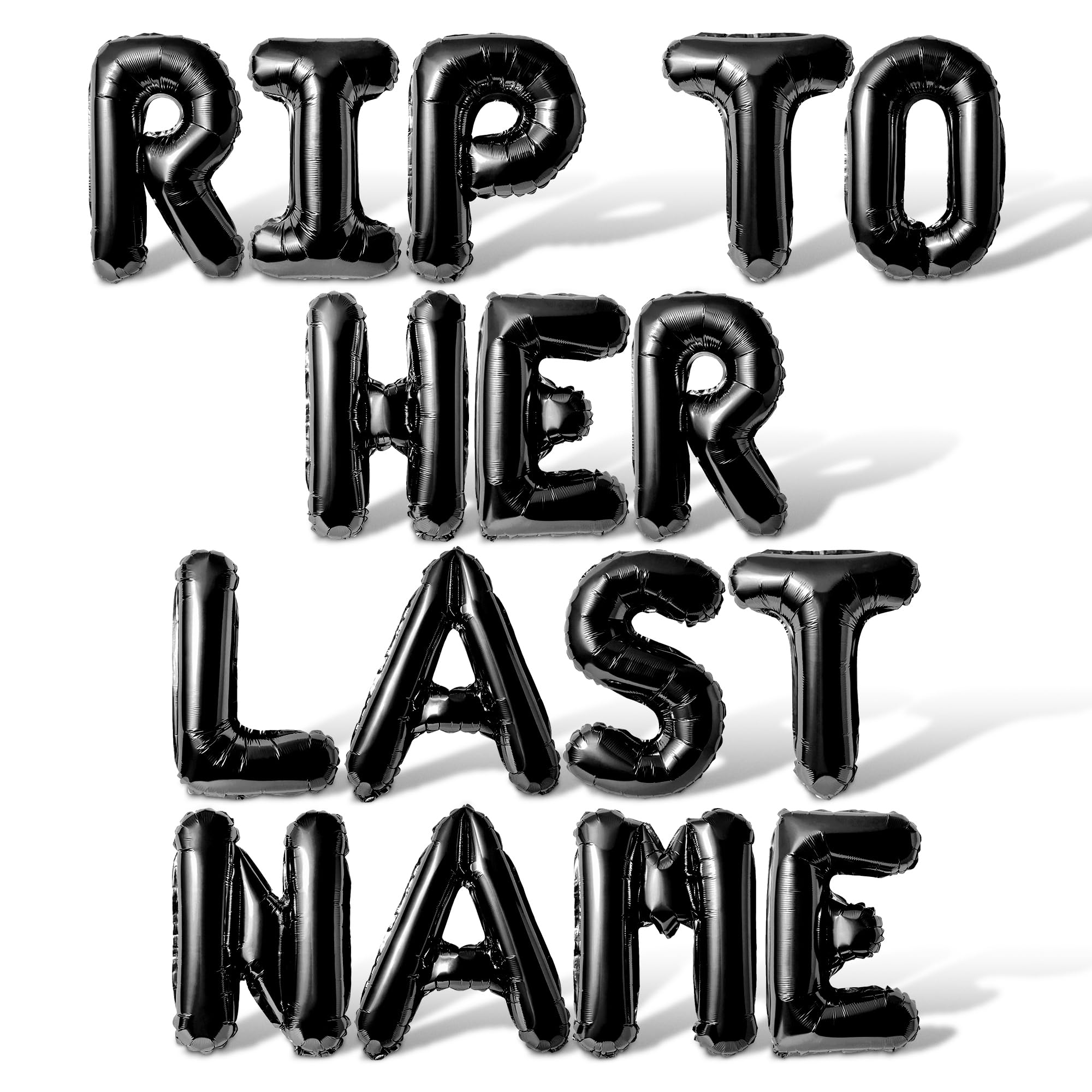Letter Balloons - RIP TO HER LAST NAME 16" Inch Alphabet Letters Foil Mylar Balloon Bachelorette Party Banner (Black)