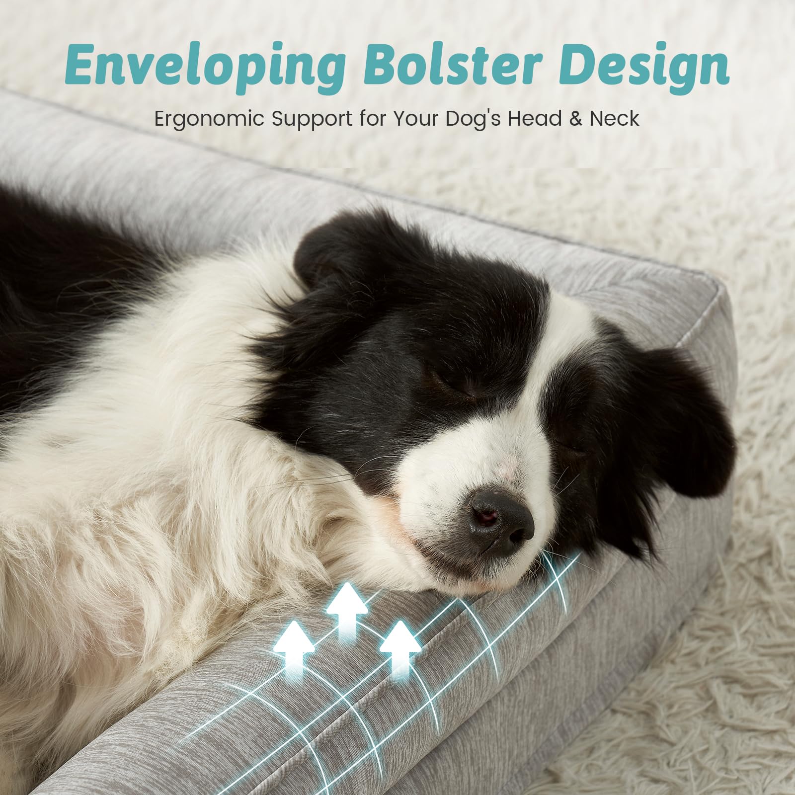 COZY KISS Cuccia Cane Interno Estiva, Letto per Cani Taglia Grande, Cuscino Ortopedica Cane in Uovo Foam, Divano per Animali con Copertura Sfoderabile e Lavabile, Grigio (XL,107x76x18cm)