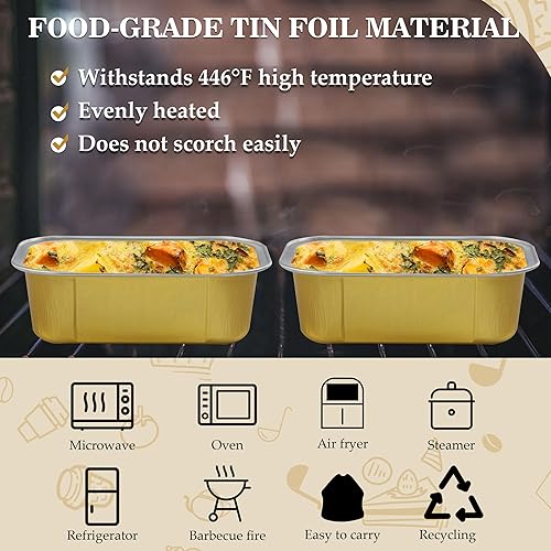 Miniatura 4 de Mini moldes desechables para pasteles con tapas, 50 forros para cupcakes de 5.5 onzas con tapas, mini moldes de aluminio con tapas, mini latas para