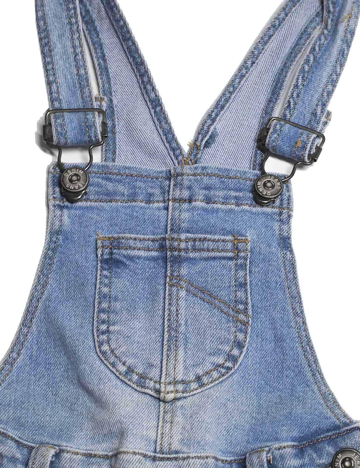 KIDSCOOL SPACE Peto vaquero ajustado con pechera grande rasgado para niñas