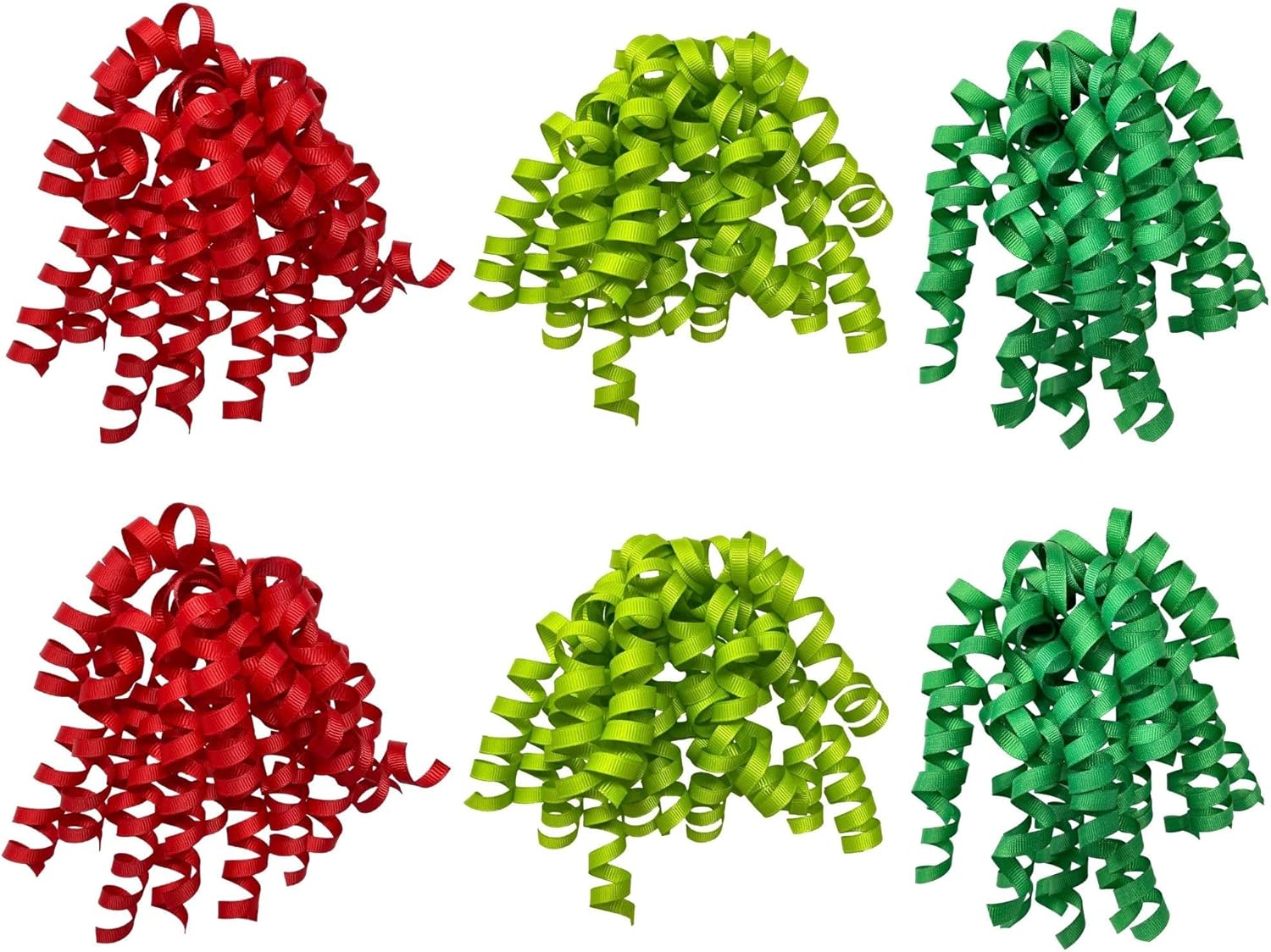 Jillson Roberts 6-Count Christmas Self-Adhesive Grosgrain Gift Wrap Curly Bows, Red/Green/Lime