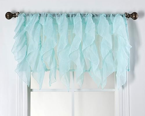 Juego de cortinas Diamond Home con volantes, estilo vintage chic, transparentes y con volantes, panel de cortina
