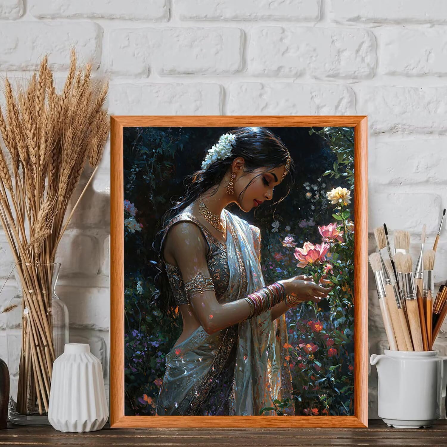 WEISHIWE Donna indiana Dipingere con i Numeri per Adulti, 70x90cm a-1062