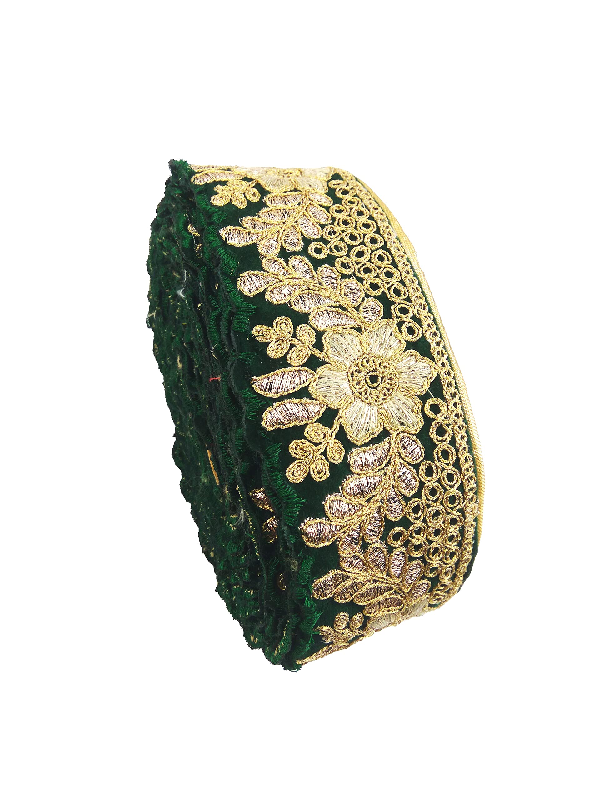 CARTZEYE Embroidery Heavy Work Trim Lace Border for Saree, Kurti, Dresses, Bandhani, Lehenga, Decorative Ribbon (7 cm Width) (Green, 9 Meter) 2