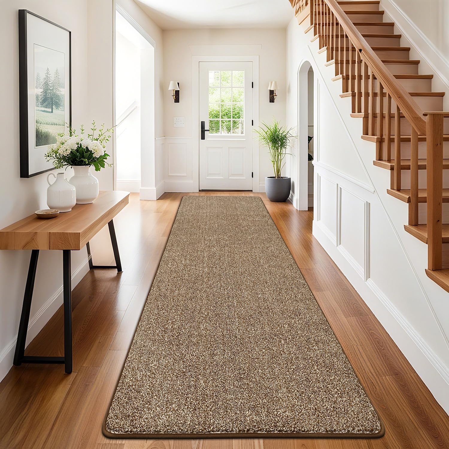 SHACOS Runner Rug for Hallway 60x240cm Carpet Runners Brown Non Slip Washable Long Hall Kitchen Runners Floor Entryway Runner Carpet for Hallway Entrance Kitchen Laundry Room — image 1