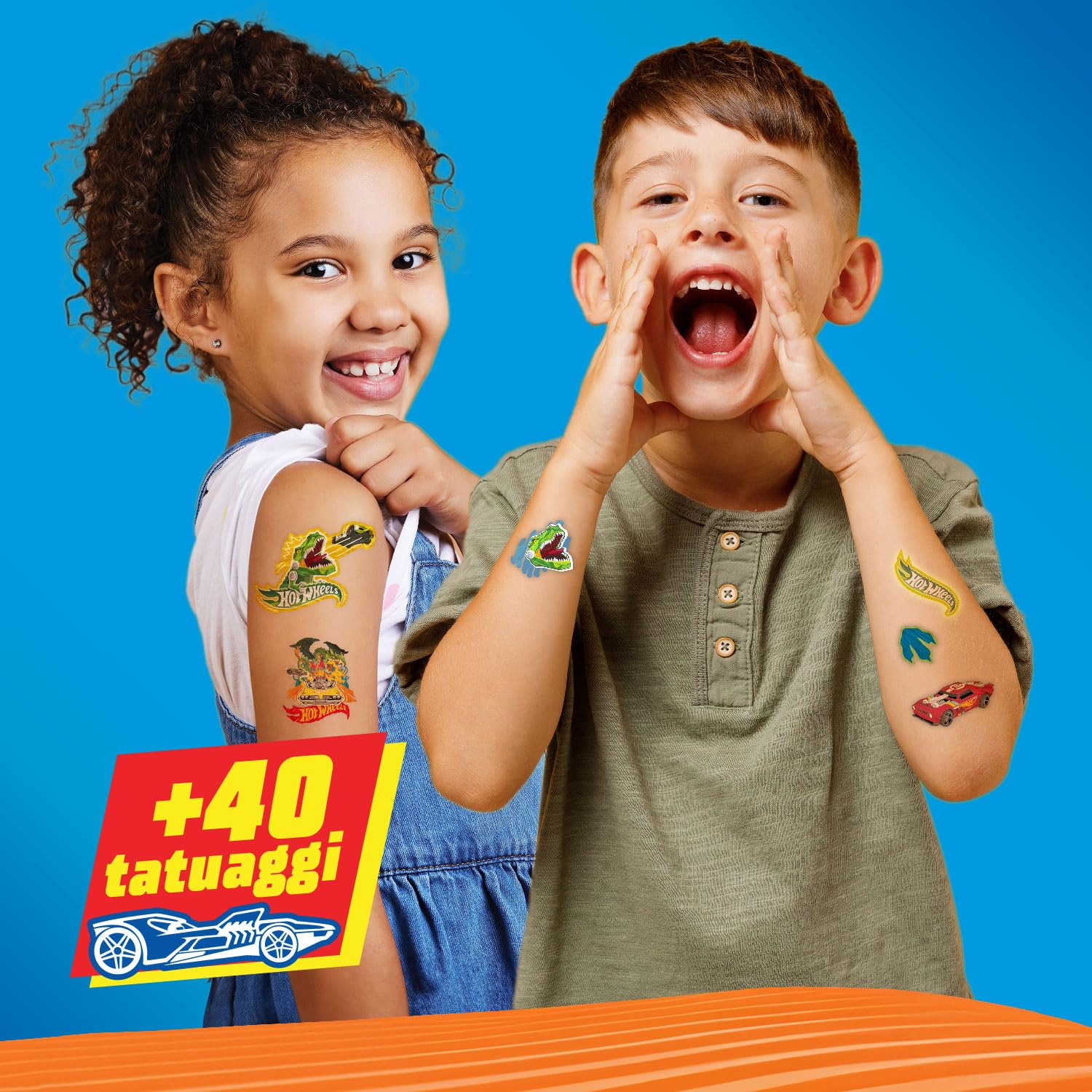 Science4you Tatuaggi Temporanei - 40 Auto Hot Wheels, Kit di Tatuaggi Trasferibili per Bambini, il Regalo per Bambini e Bambine di età Compresa tra 5, 6, 7, 8 e 9 anni