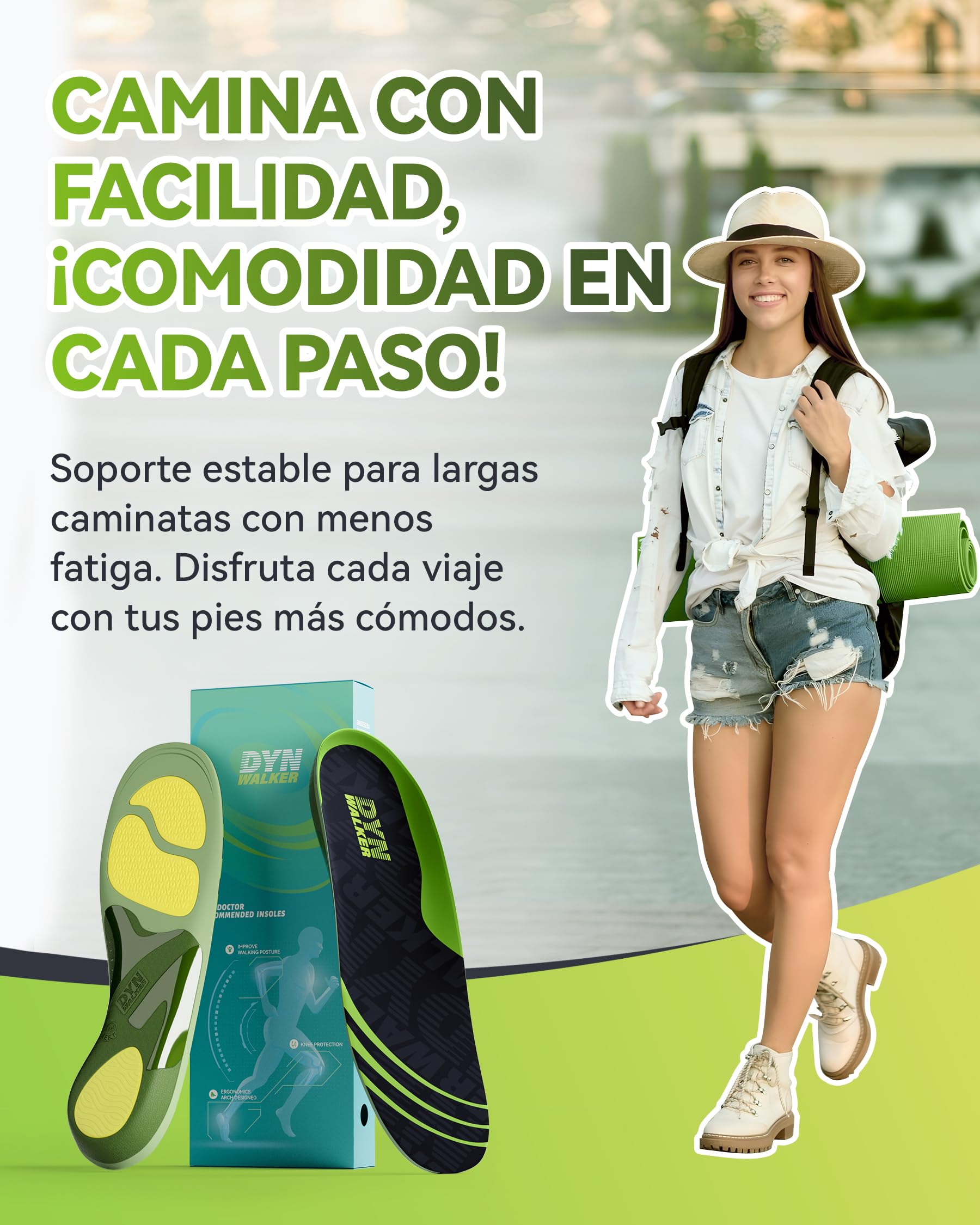 DynWalker plantillas arco plantar，plantillas para fascitis plantar – Estructura Biomecánica 35mm，para Pronadores, Presión del Talón, Metatarsalgia y Estar de Pie Prolongado – Confort Amortiguado，XL
