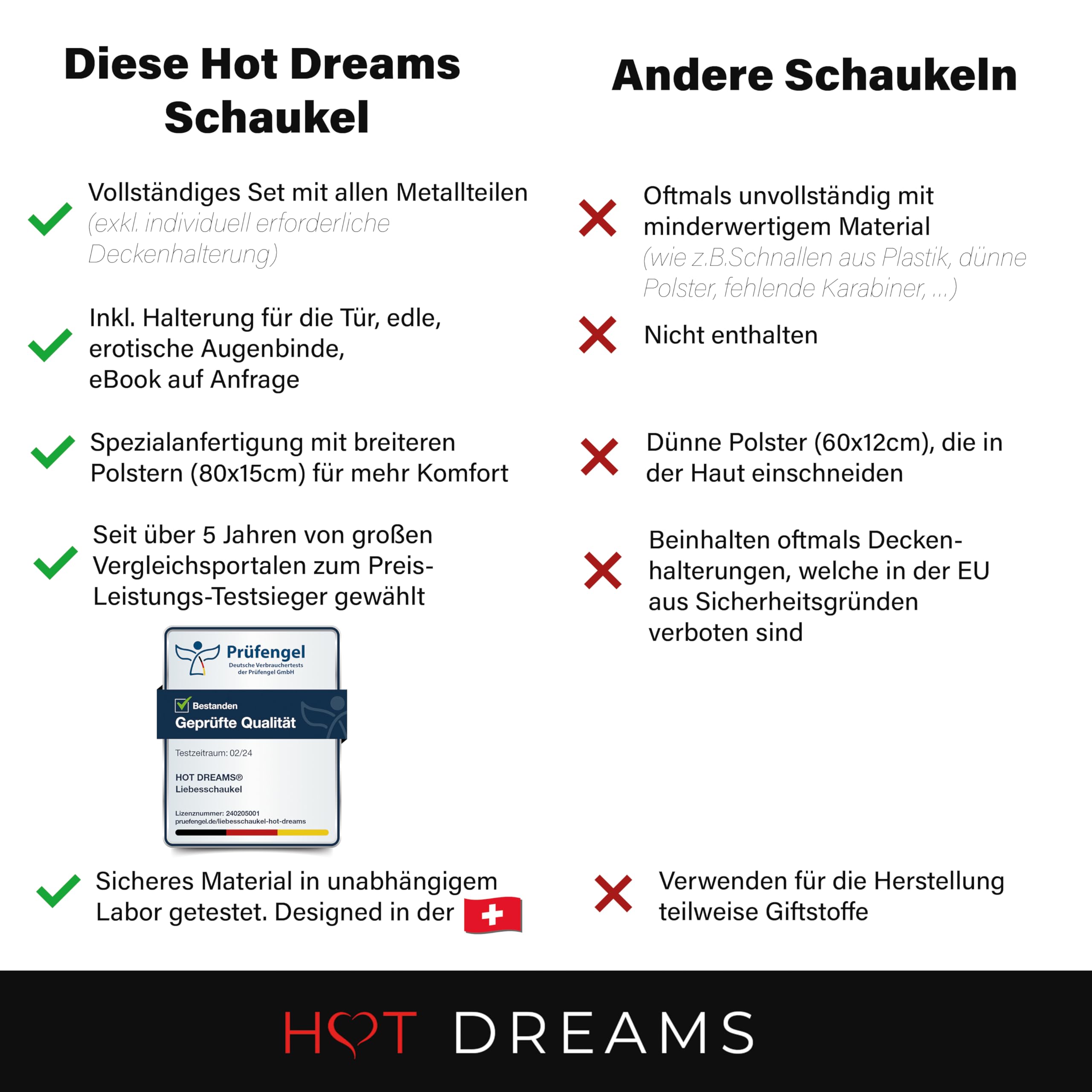 HOT DREAMS® Balançoire érotique 2 en 1 - Nouveaux angles, points intacts et positions auparavant impossibles - Balançoire sexuelle de qualité supérieure pour couples - Charge maximale : 200 kg