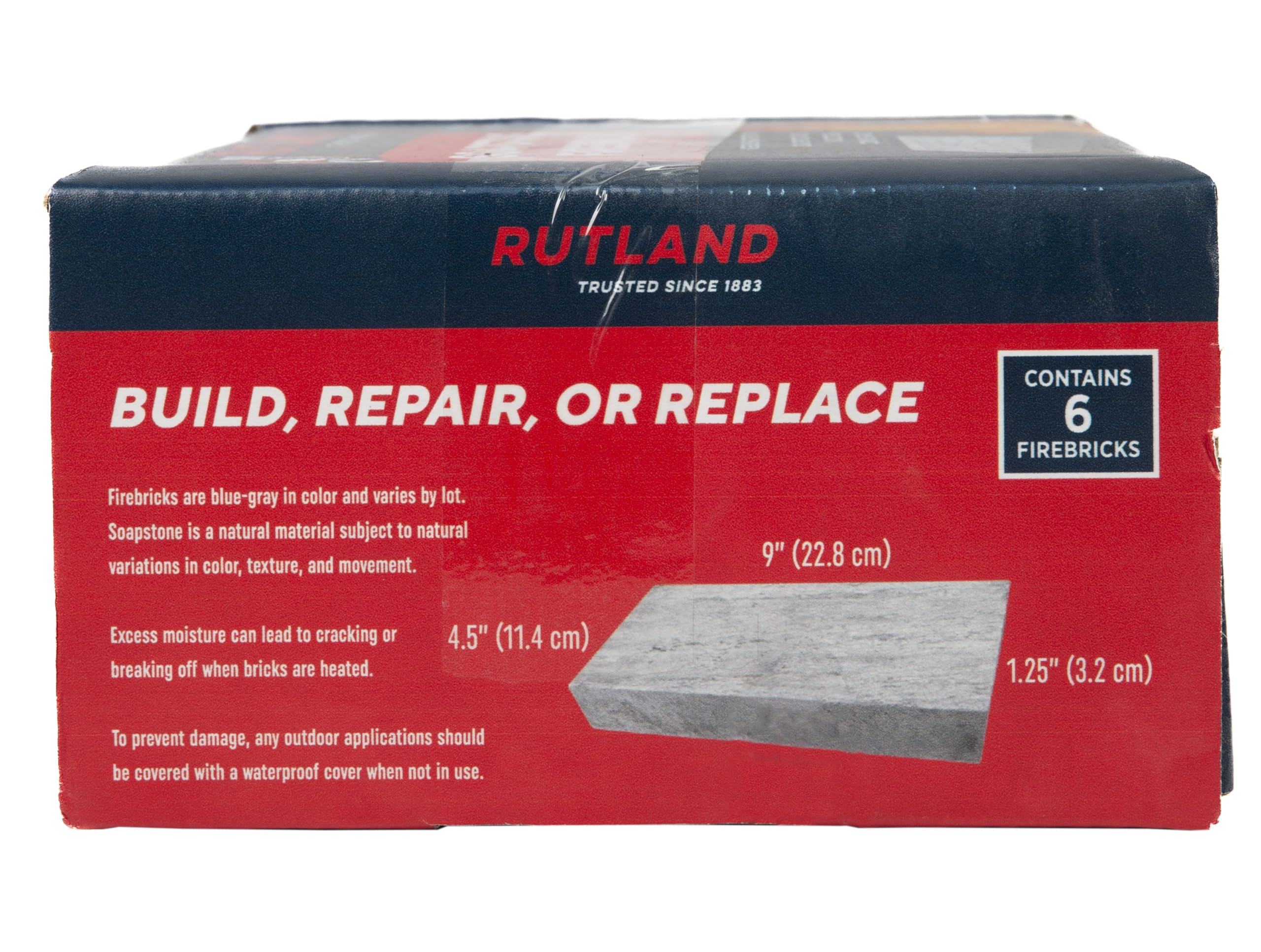 Rutland - Mattoncini refrattari in pietra ollare di alta qualità per camini a legna e stufe a legna, blu-grigio, 2.700+ F, confezione da 6