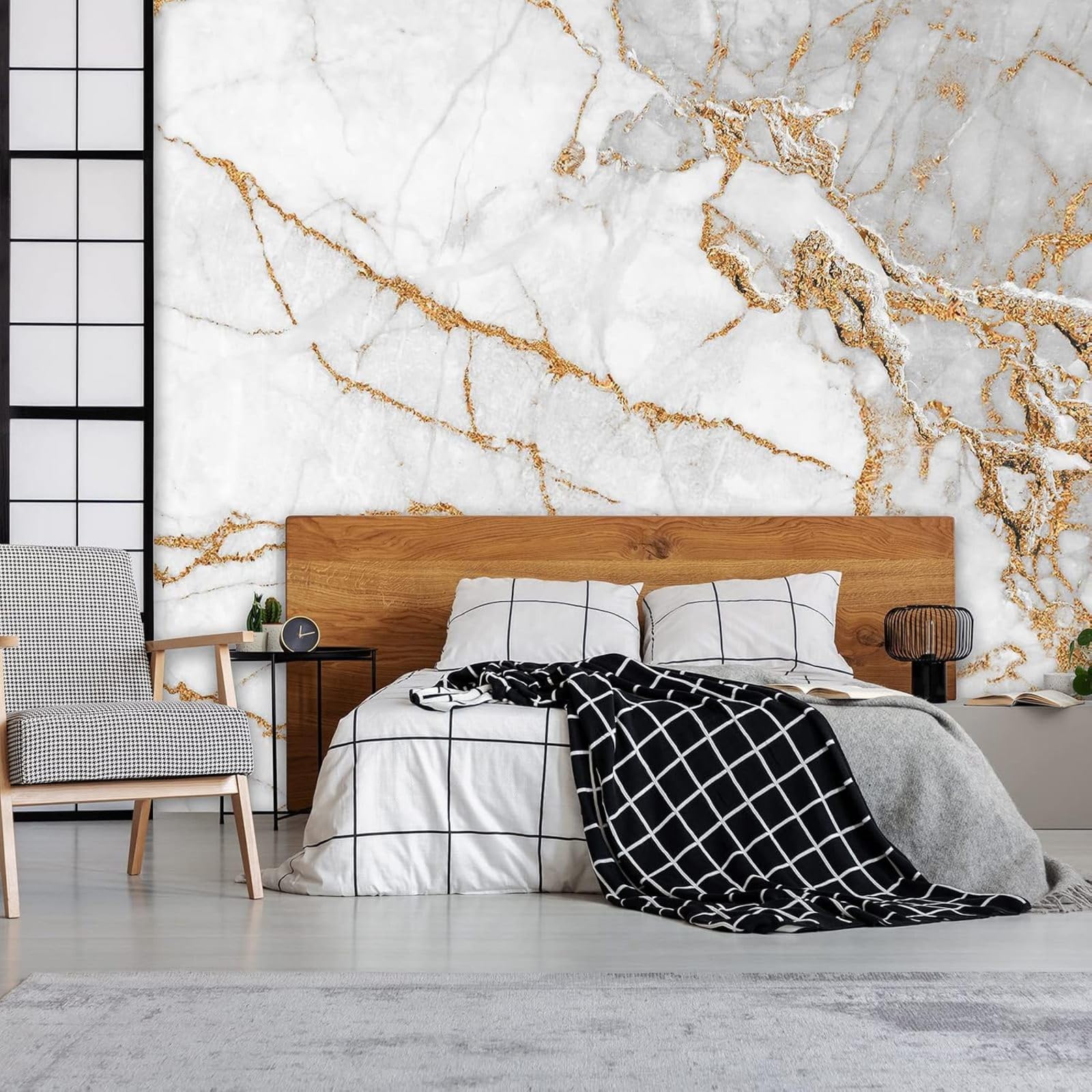 Kfjhgbdshhj 3D Mural Photo Mural-Wallpaper Marble - For Living Room Bedroom - 3D - White Gold,350Cmx256cm Poster - Wall Sticker - Frameless Picture