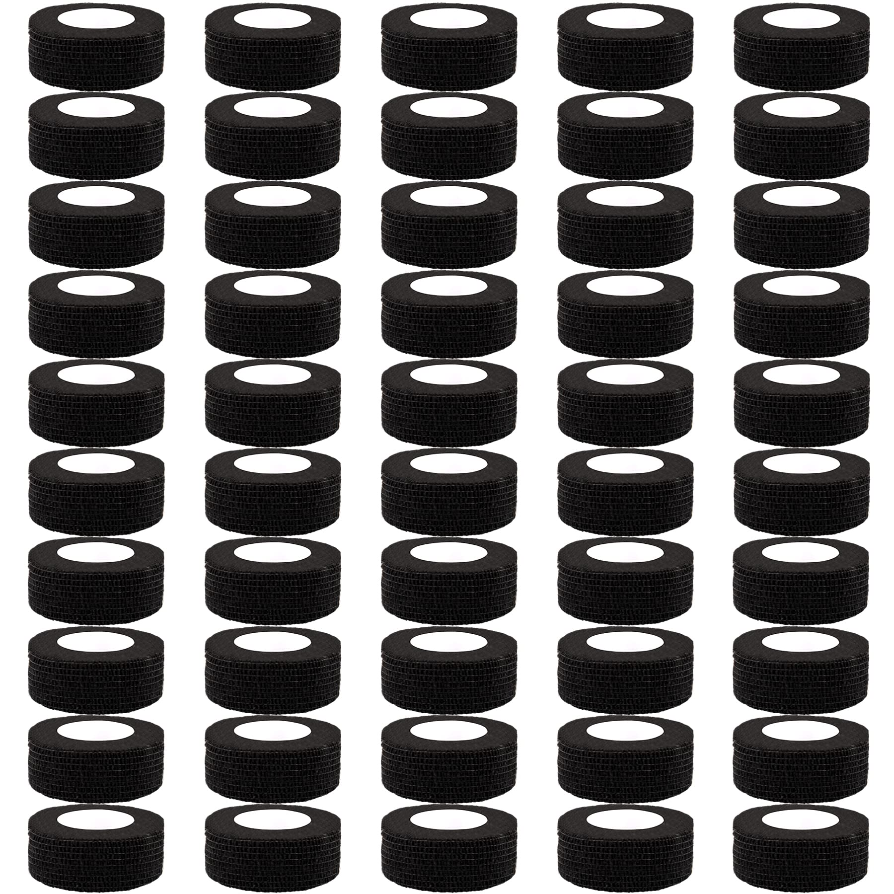 BQTQ 50 Rolls Self Adhesive Bandage Wraps 1 Inch Black Self Adherent Wrap Tape Selfstick Bandage Wrap Rolls for Wrist Ankle Swelling Sprains