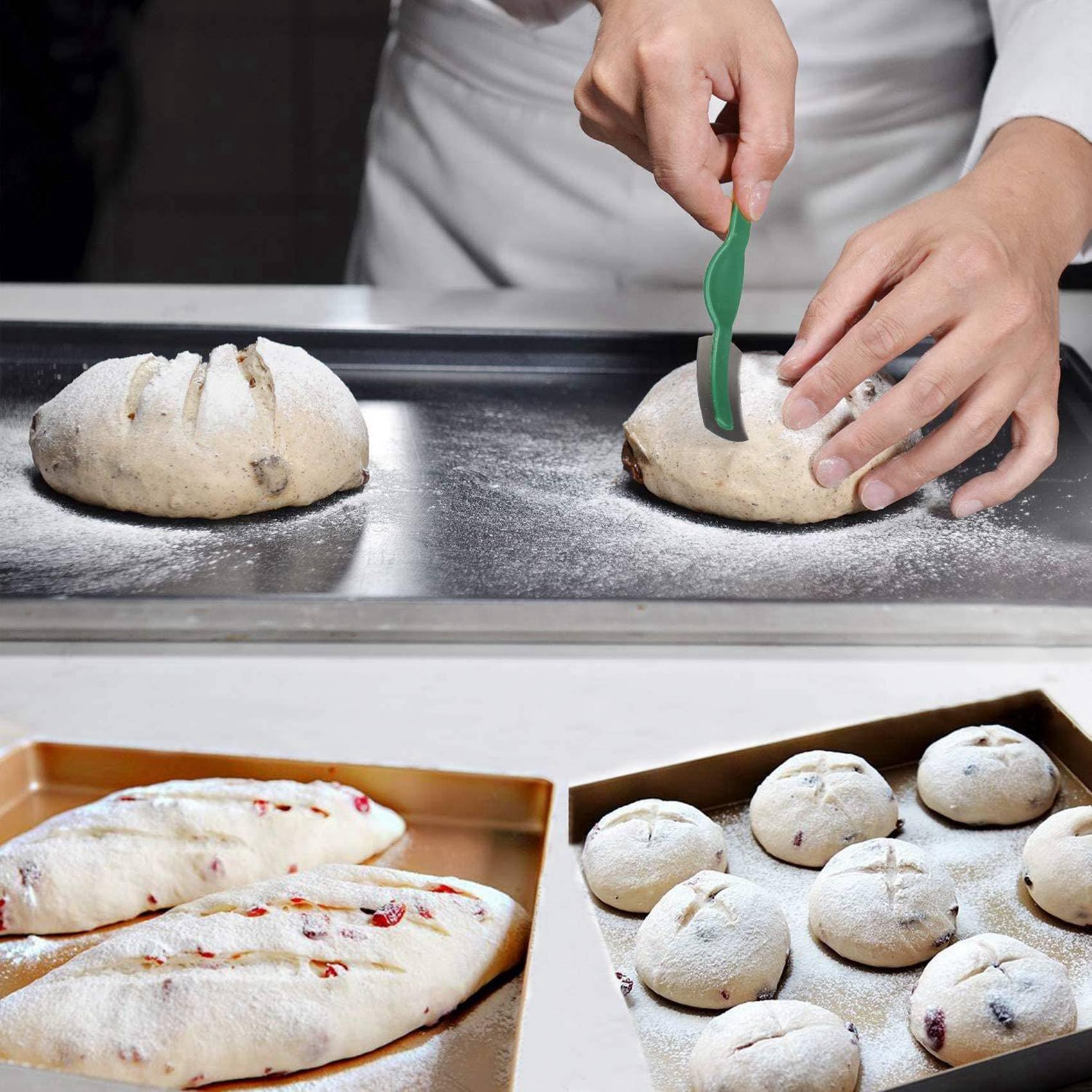 2X Conjunto de Canasta de Prueba Banneton - Canasta de Panadería Artesanal de Pan de Masa Fermentada, Raspador/Cortador de Masa Y Forro de Tela Brotform