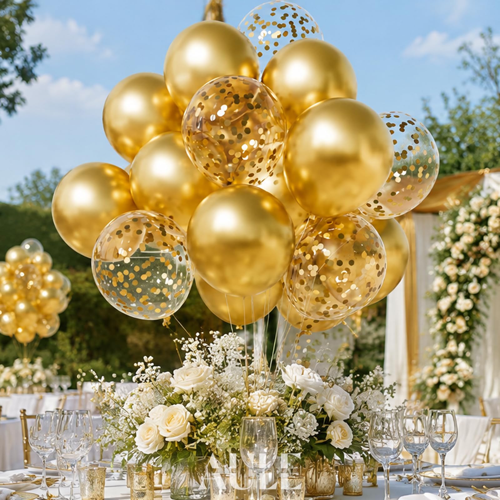 AULE Palloncini Oro Metallizzati: 42 Pezzi 30cm Dorati Palloncini Coriandoli Cromati Giallo Lucido Spessi in Lattice per Anniversario Laurea Matrimonio Addio Al Celibato Compleanno Decorazioni