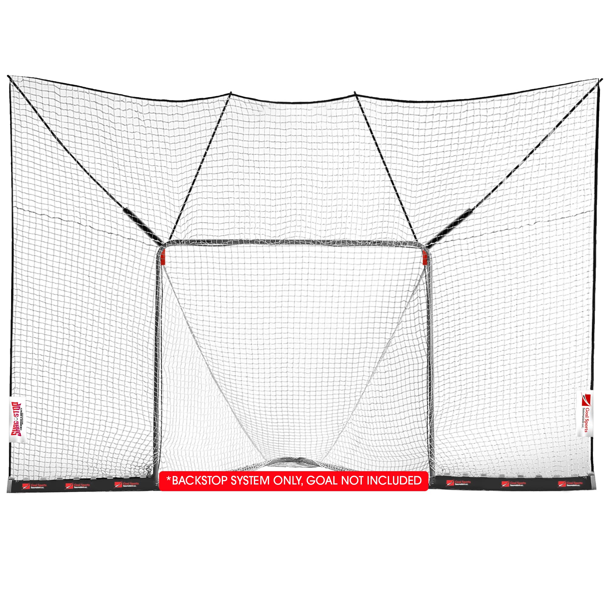 Goal Sports Innovation Shag Stop, Hockey and Lacrosse Goal Backstop, Lacrosse Net with ~3-Foot Extended Coverage, Durable Netting Lacrosse Rebounder Backstop, Includes Mounting Brackets and Equipment