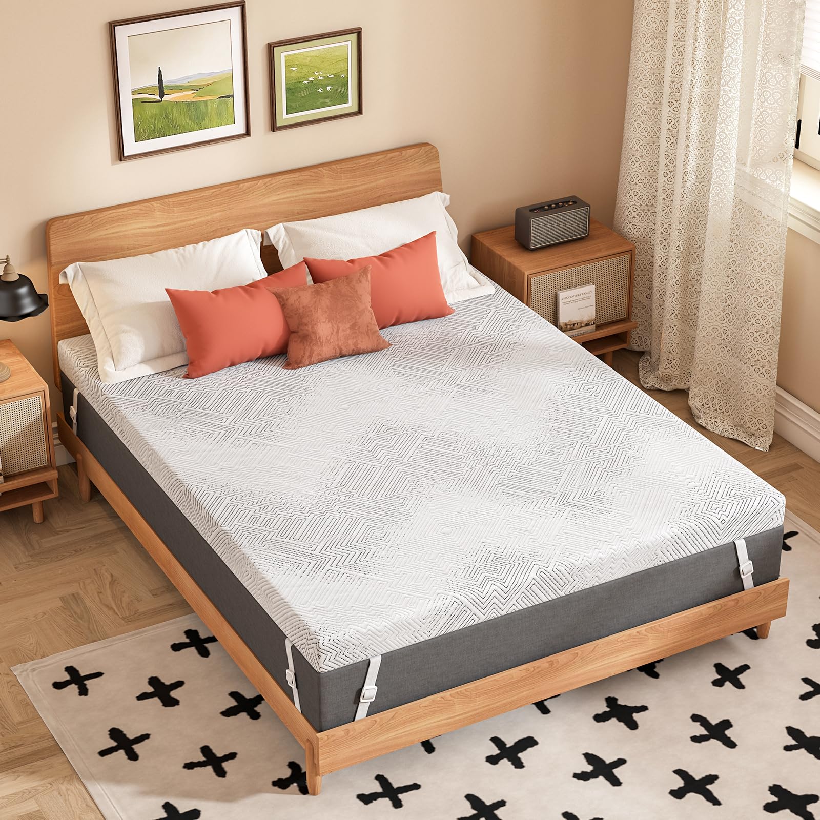 Mattress Topper King Bed, 8cm Memory Foam Mattress Topper, Mattress Toppers with Anti-Slip Breathable Washable Cover, Back Pain Relief, King Size 150x200x8cm, White