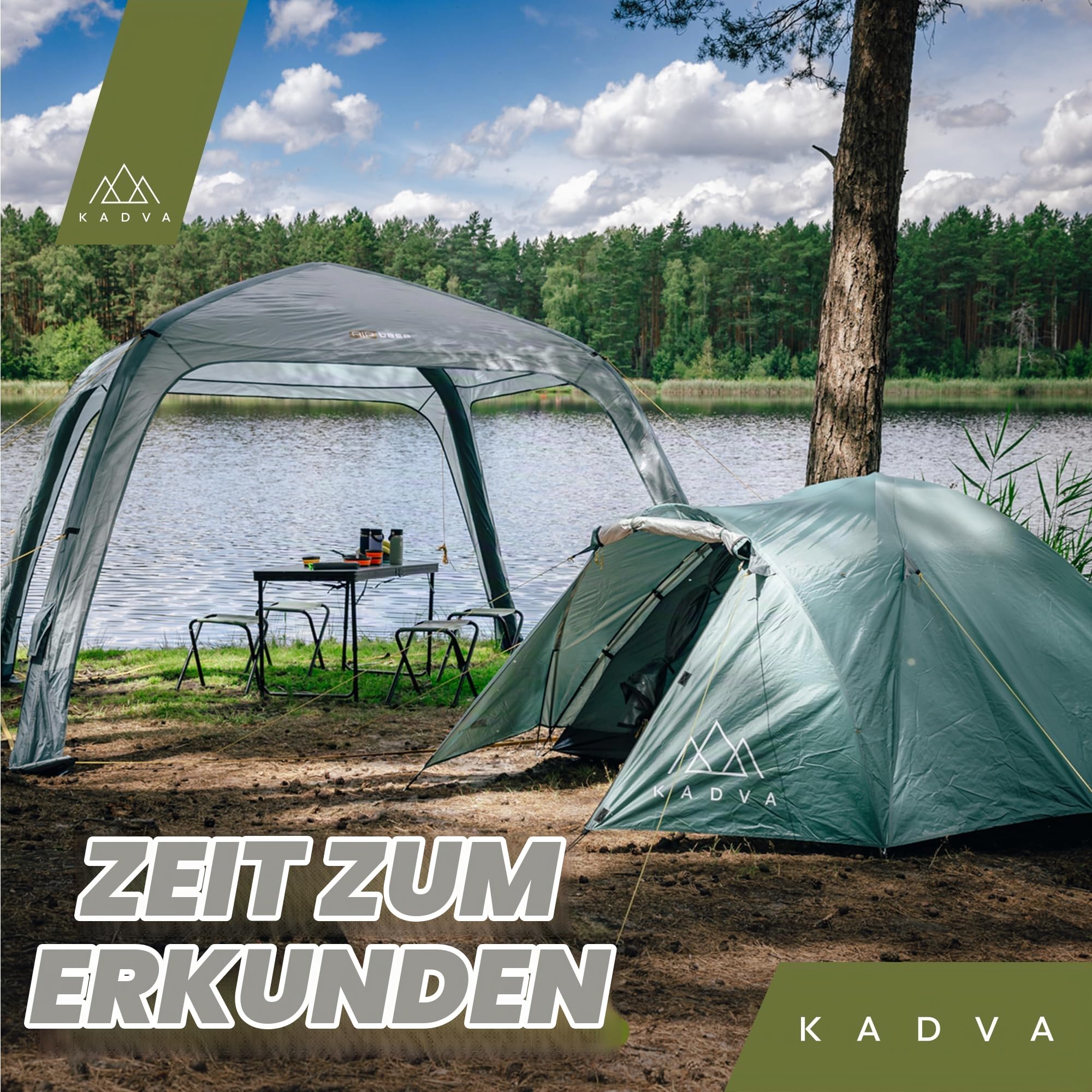 KADVA Campingzelt Festa 2 Zelt 200 x 120 x 105 cm für 2 Personen mit Moskitonetz Wasserdichtes Leichtes und Robustes Fiberglasgestell Ideal für Camping und Wandern