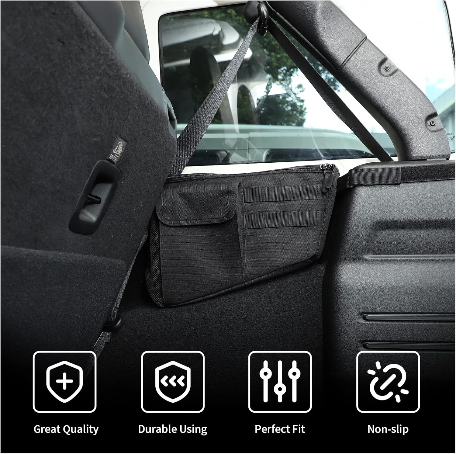 RT-TCZ Trunk Organizer, Passenger Side Storage Bag Interior Accessories for Jeep Wrangler JL 4-Door 2018-2022