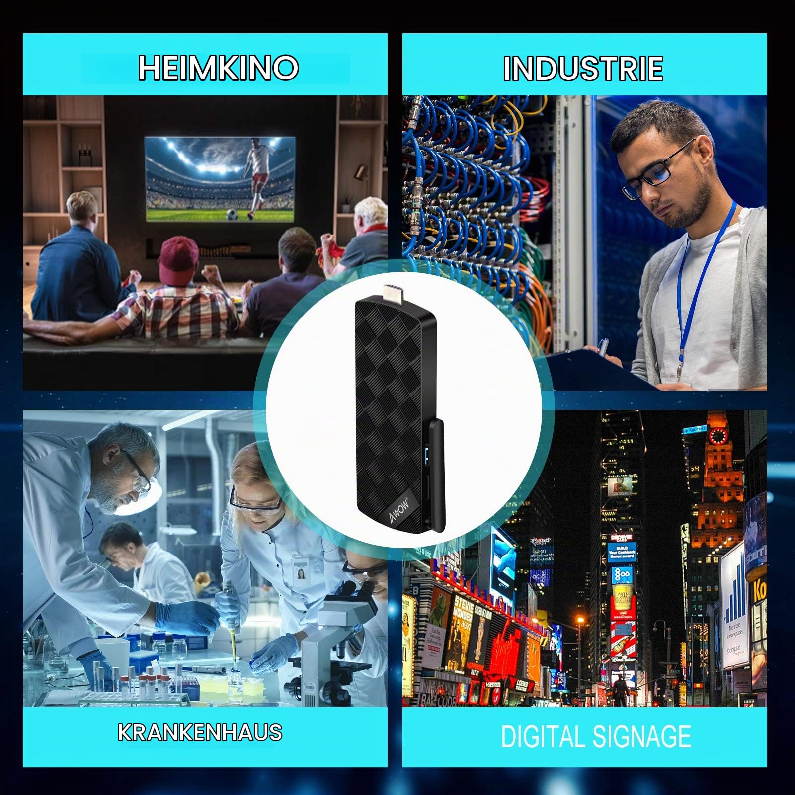 AWOW Mini PC Stick, Fanless Computer Stick Intel Gemini Lake J4105 4GB LPDDR4 64GB eMMC, 4K HD Mini Computer,1000M LAN, Dualband-WLAN, USB 3.0, HDMI2.0, Bluetooth 4.2