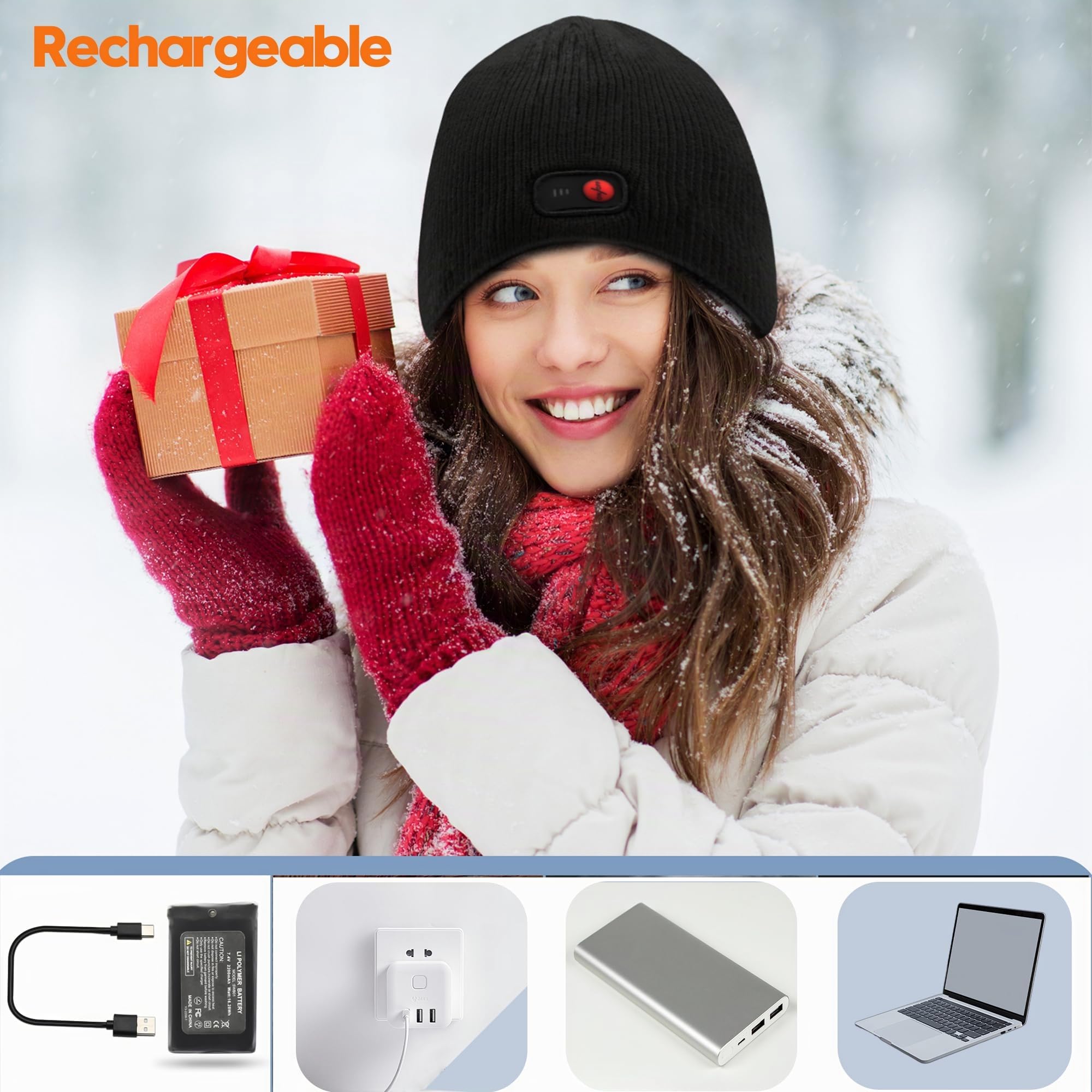 Svpro Bonnet Électrique Rechargeable Épais et Chaud avec 3 Réglages de Chauffage, Hommes et Femmes, Bonnet Crânien Chauffé jusqu'à 3-7H
