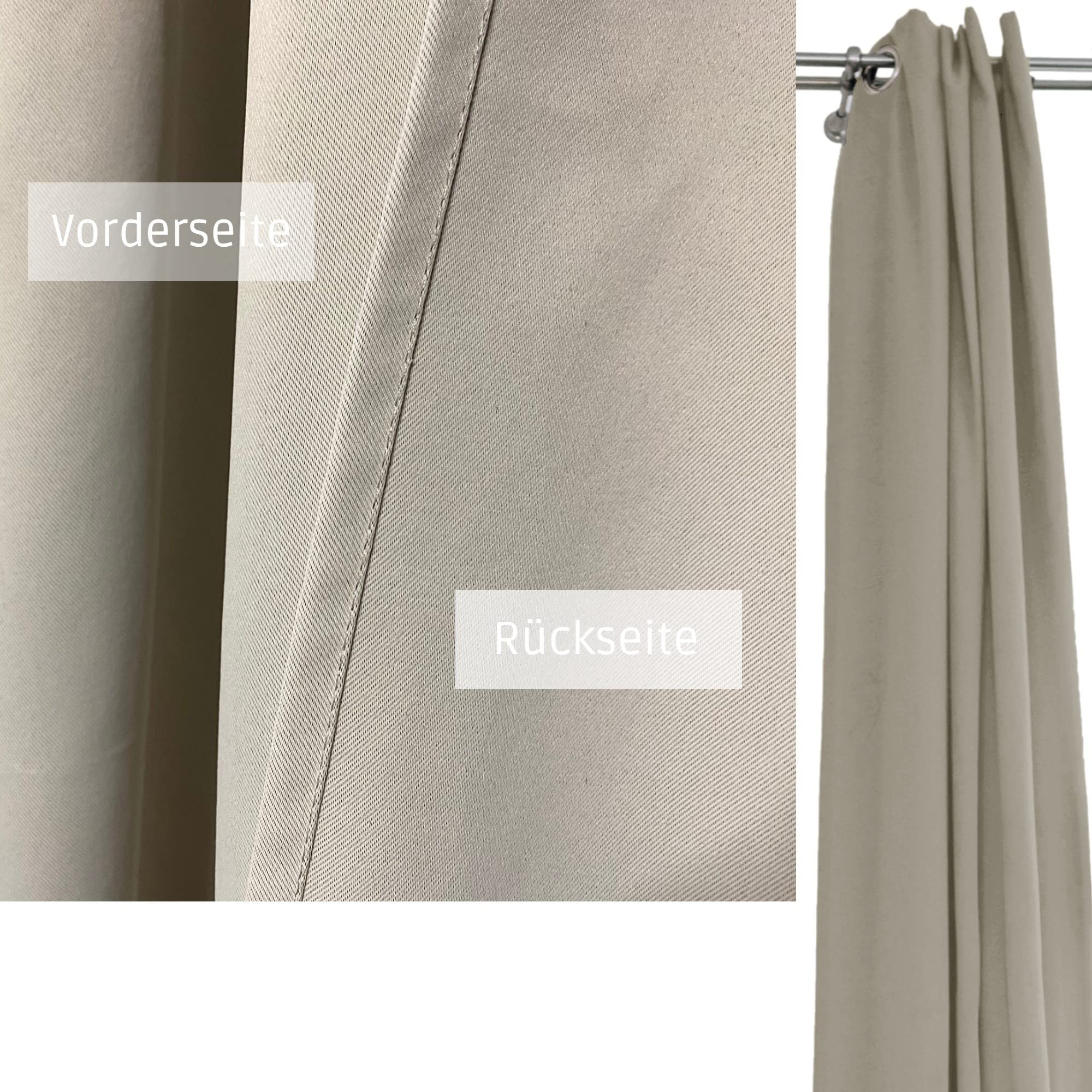 Verdunklungsvorhang mit Ösen 140cm x 245cm Vorhang Blickdicht Thermo Gardine Wärmeisolierend Wohnzimmer Vorhänge (2, Altrosa)