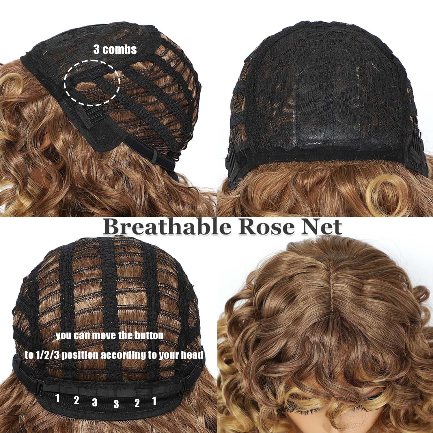 GKtineke-Curly-Wig Big-Curly-Wigs-for-White-Black-Women 20 Inch- Long-Curly-Wig-with-Bangs Synthetic-Hair-Replacement-Wigs-for- Cosplay and Daily (): Ombre Blonde