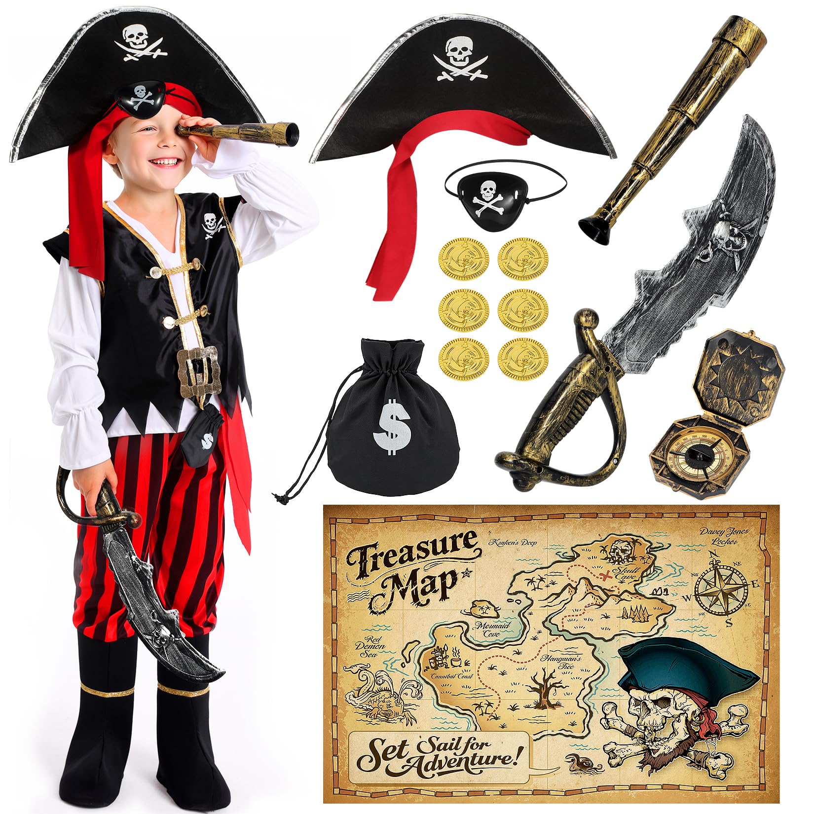 Boys Pirate Costume Set for Halloween