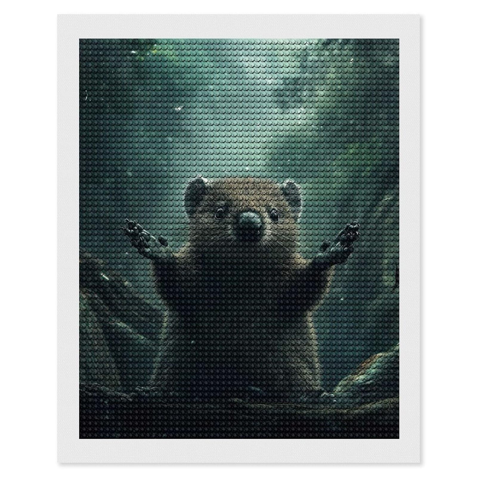 Junmoney Curious Forest Creature Diamond Painting Canvas Set 16"x20", for Beginners, Complete Accessories, Christmas Gift, Modern Decor