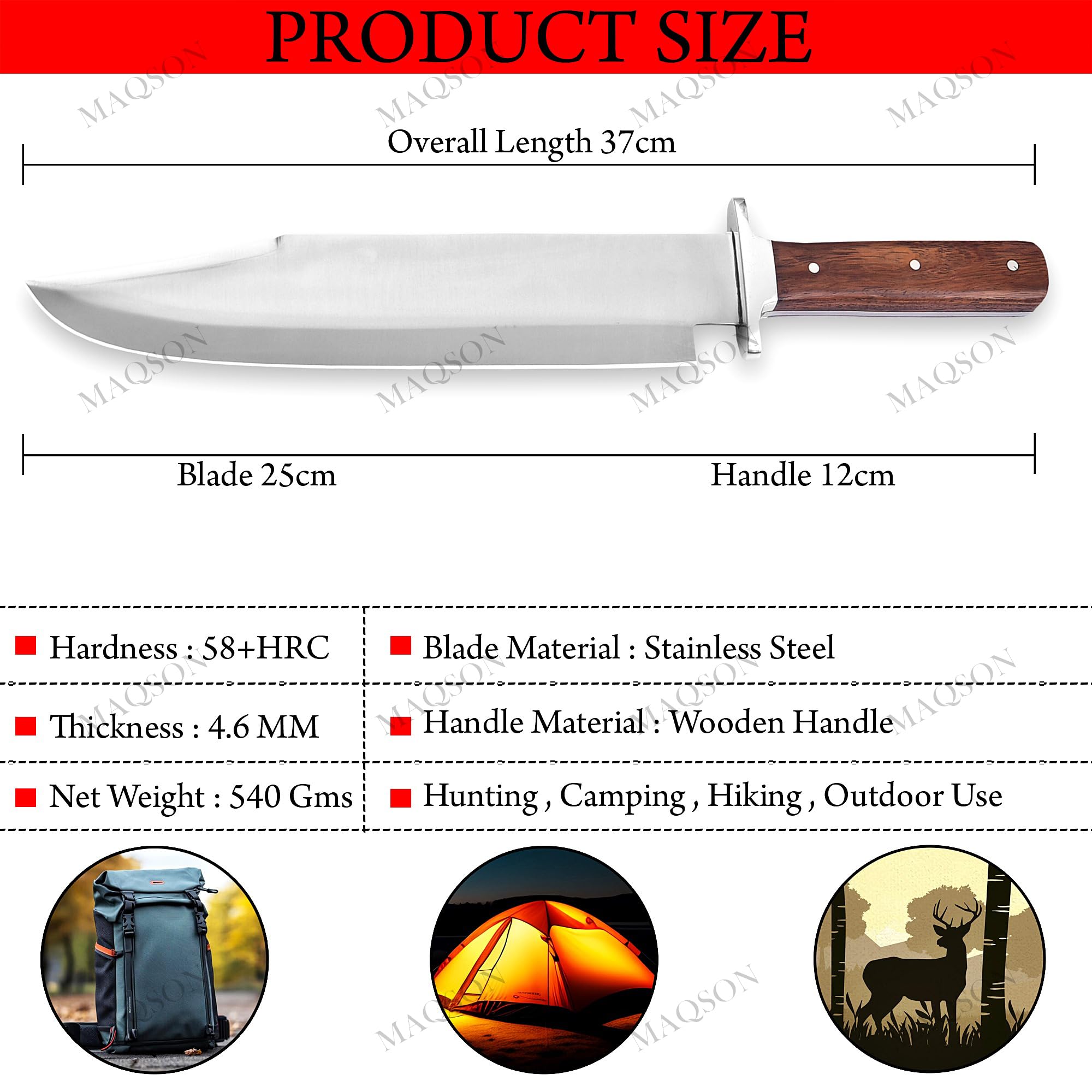 Handmade Edelstahl Full Tang JAGDMesser Camping Scheide handgeschmiedetl MAQ3106