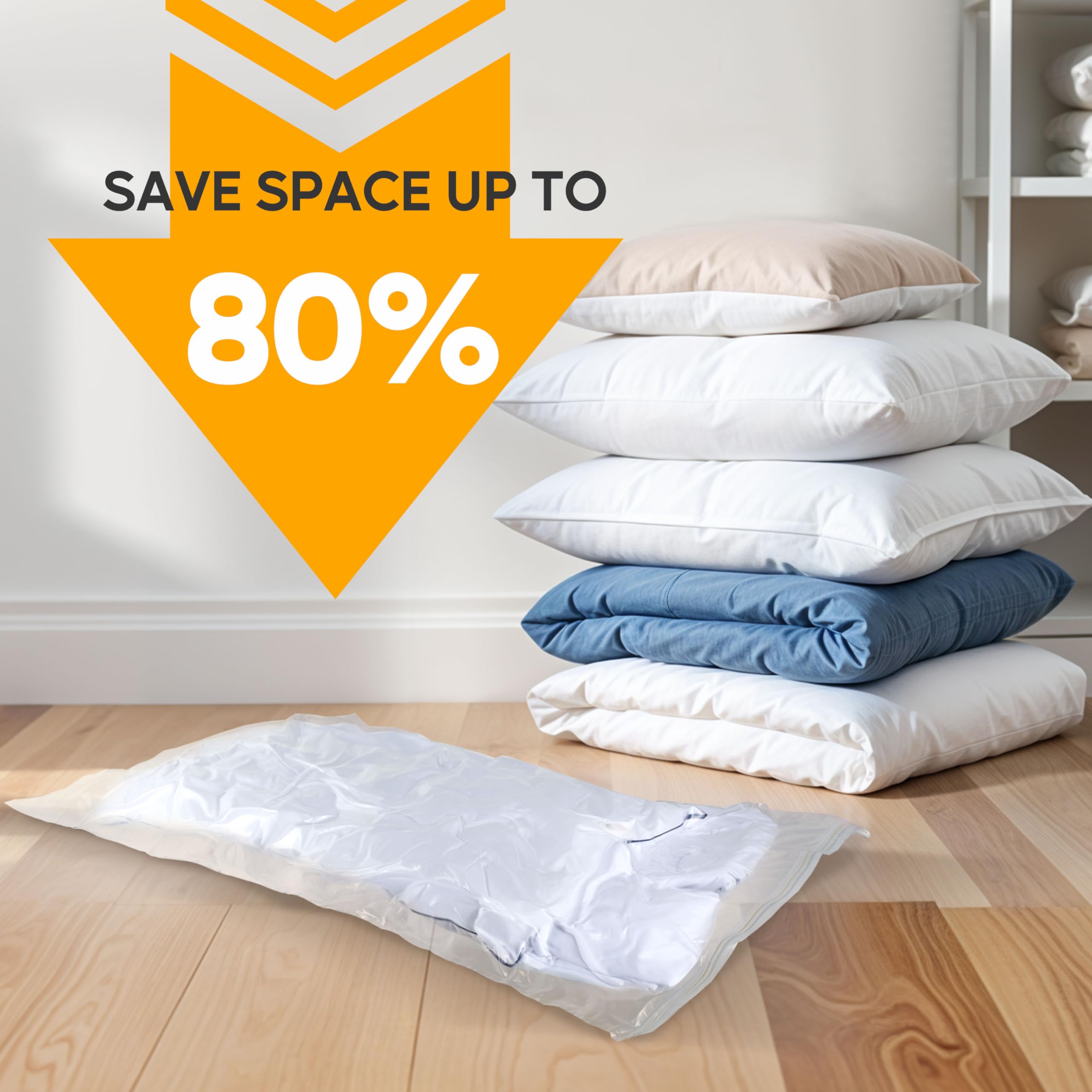 10 bolsas de sellado al vacío jumbo con bomba de mano, bolsas de almacenamiento al vacío, bolsas de ahorro de espacio para ropa, edredones, mantas, ropa de cama, almohadas