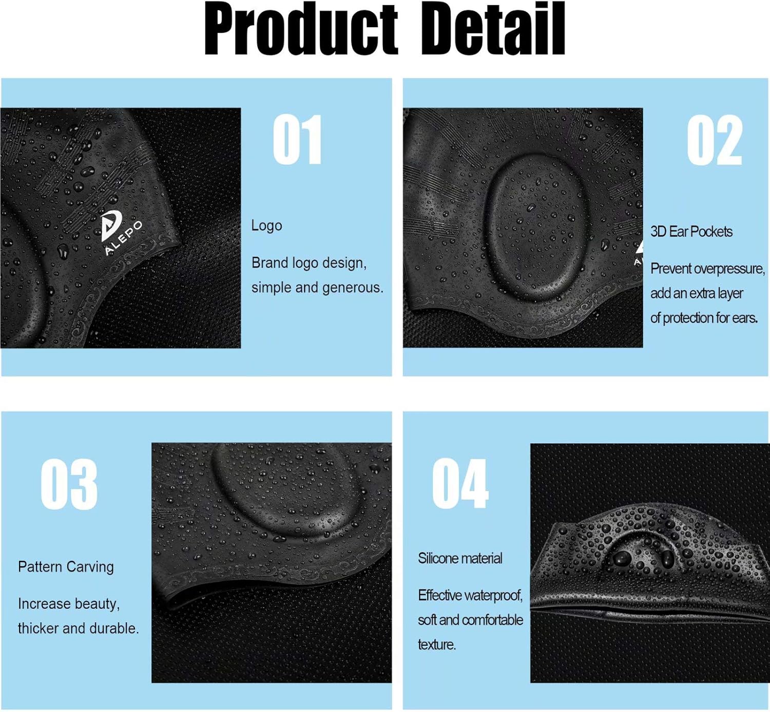 2 Pack Unisex Swim Caps with 3D Ear Protection, Durable Flexible Silicone Swimming Hats for Women Men Kids Adults, Bathing Swimming Caps for Short/Long Hair with Ear Plugs&Nose Clip : Sports & Outdoors