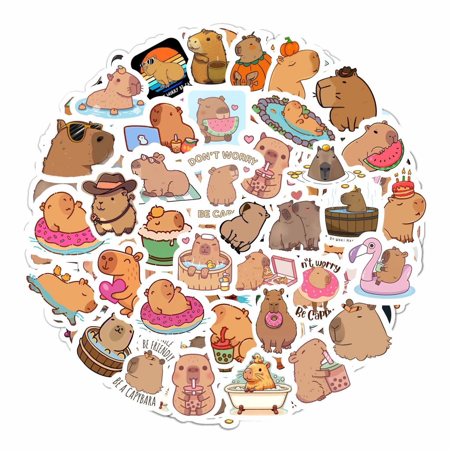 BulbaCraft Capybara Stickers for Water Bottle and Laptop - Capybara Party Supplies & Decorations, Waterproof Vinyl Decals, Cute Animal and Pet