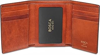 Bosca Leather Trifold Wallet with Card Slots
