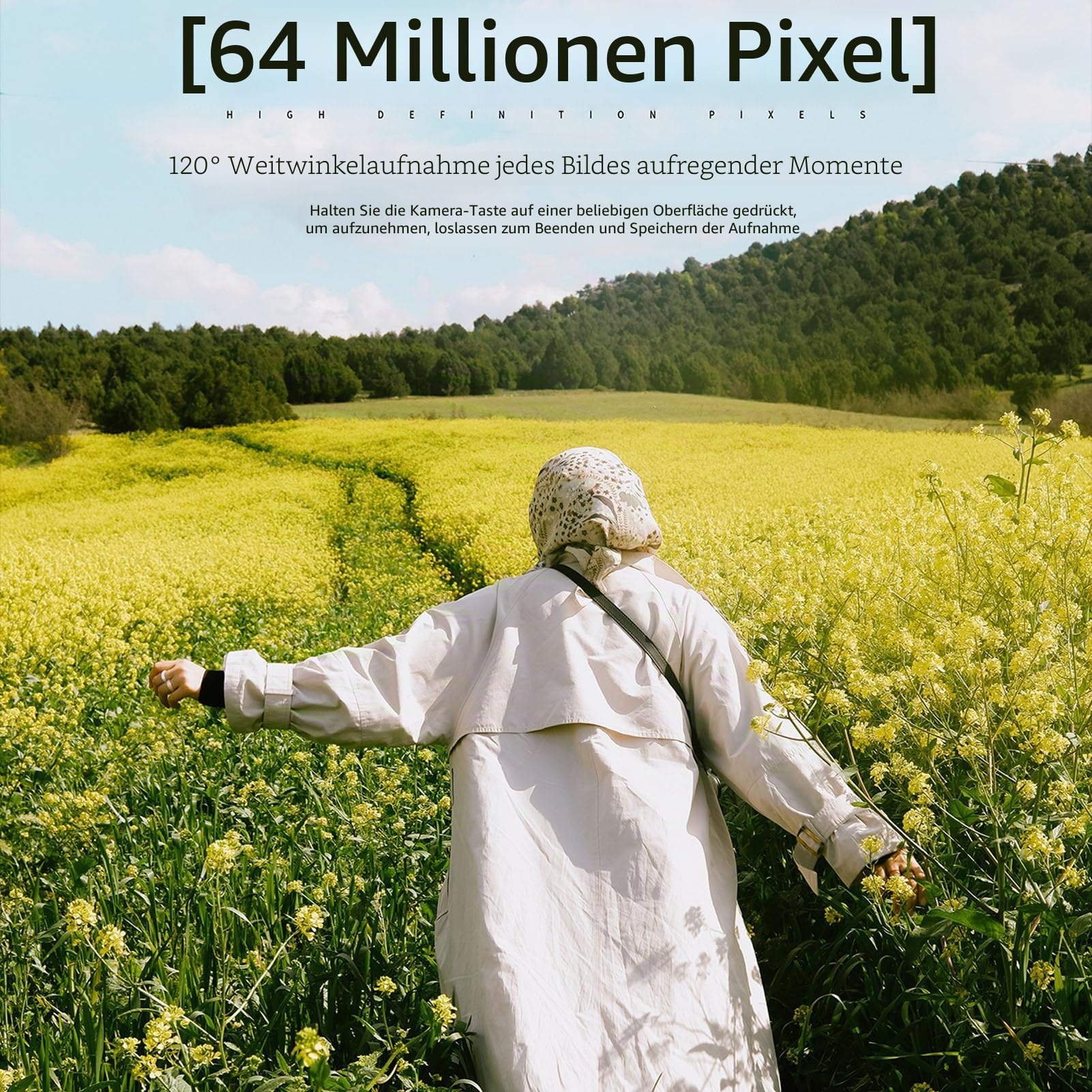 4K 64MP Digitalkamera, 16x Zoom, WiFi, Nachtsicht, 6 -Stunden -Akku, Computerkamera, für Fotografie -Video mit Travel Digital Camera, Quick Catch, Dual -Kameras