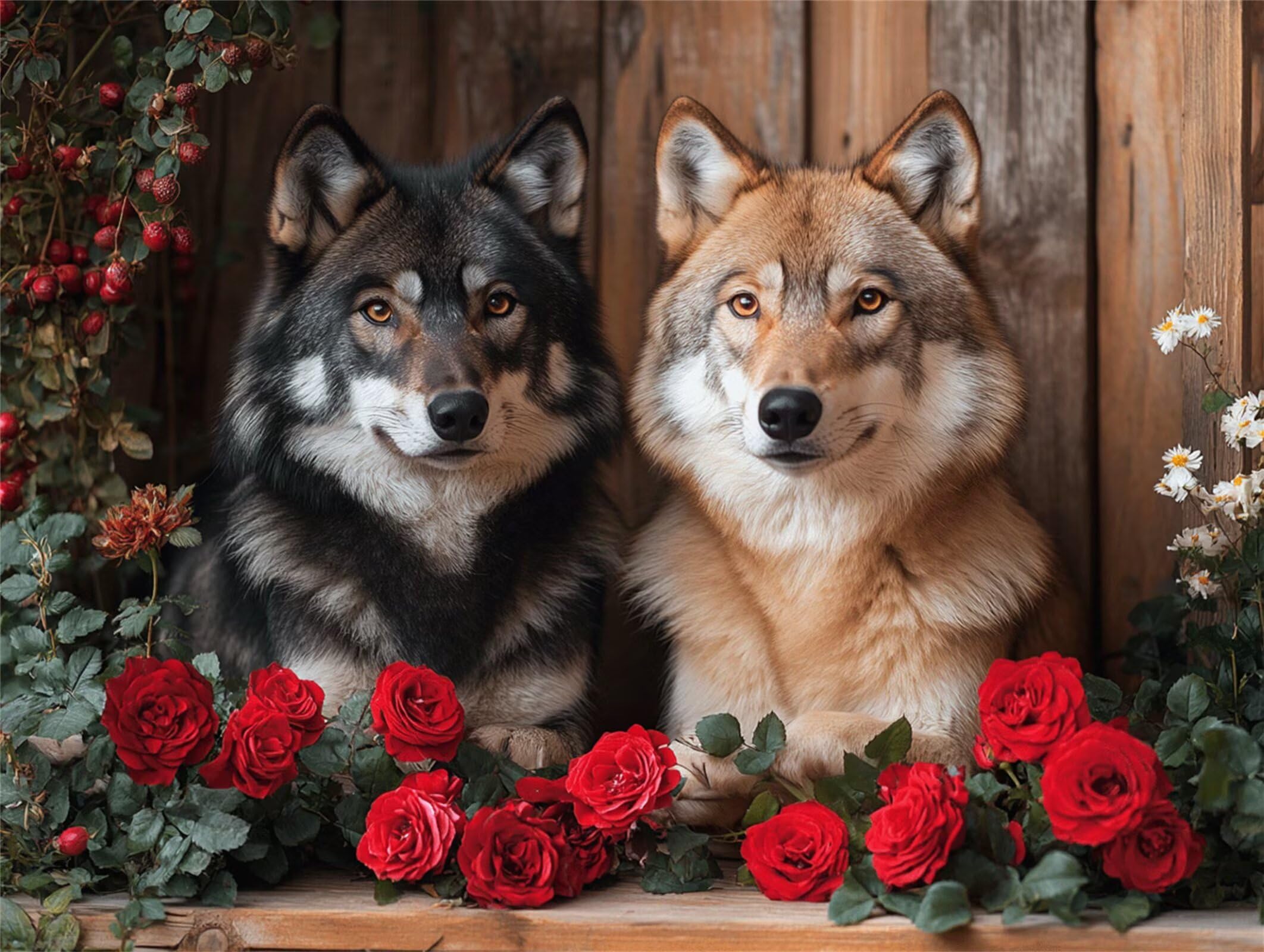 Puzzle dla dorosłych 4000, Wolf Rose, 141x87cm, n-367
