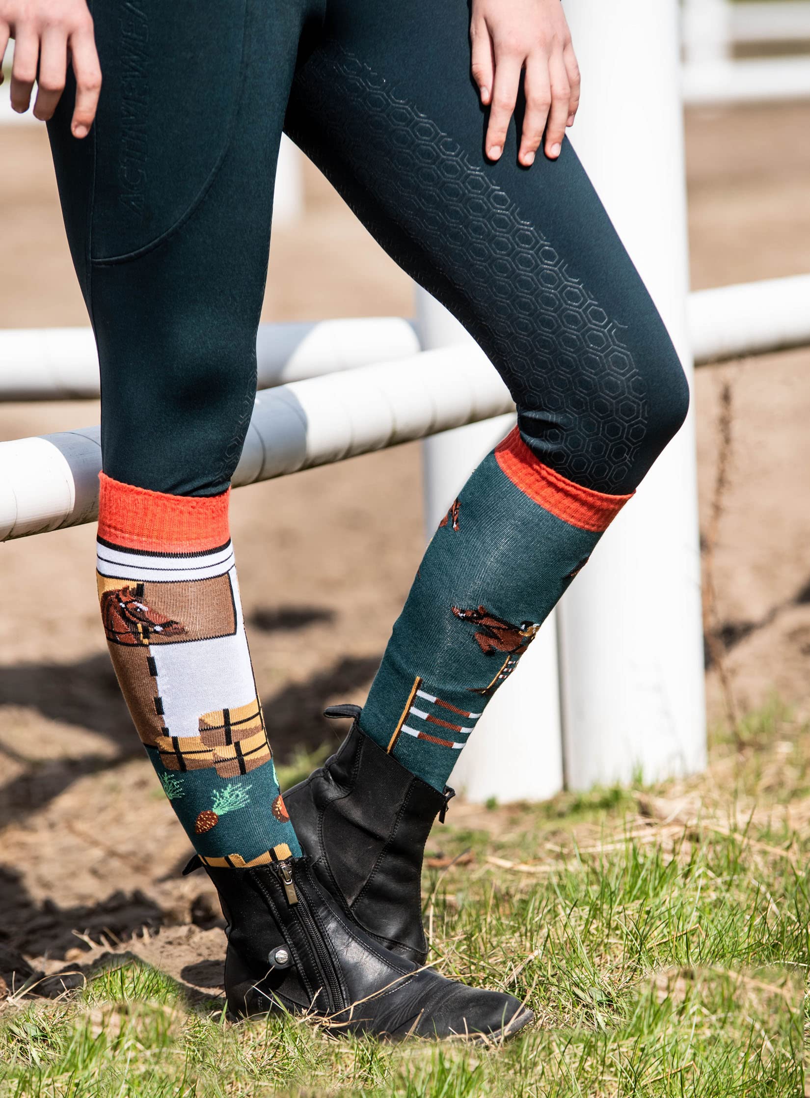 TODO Comodo Calzini Equitazione Donna Fantasia STJBW | Calze Multicolore da Equitazione Bambina Motivo Lunge in Cotone