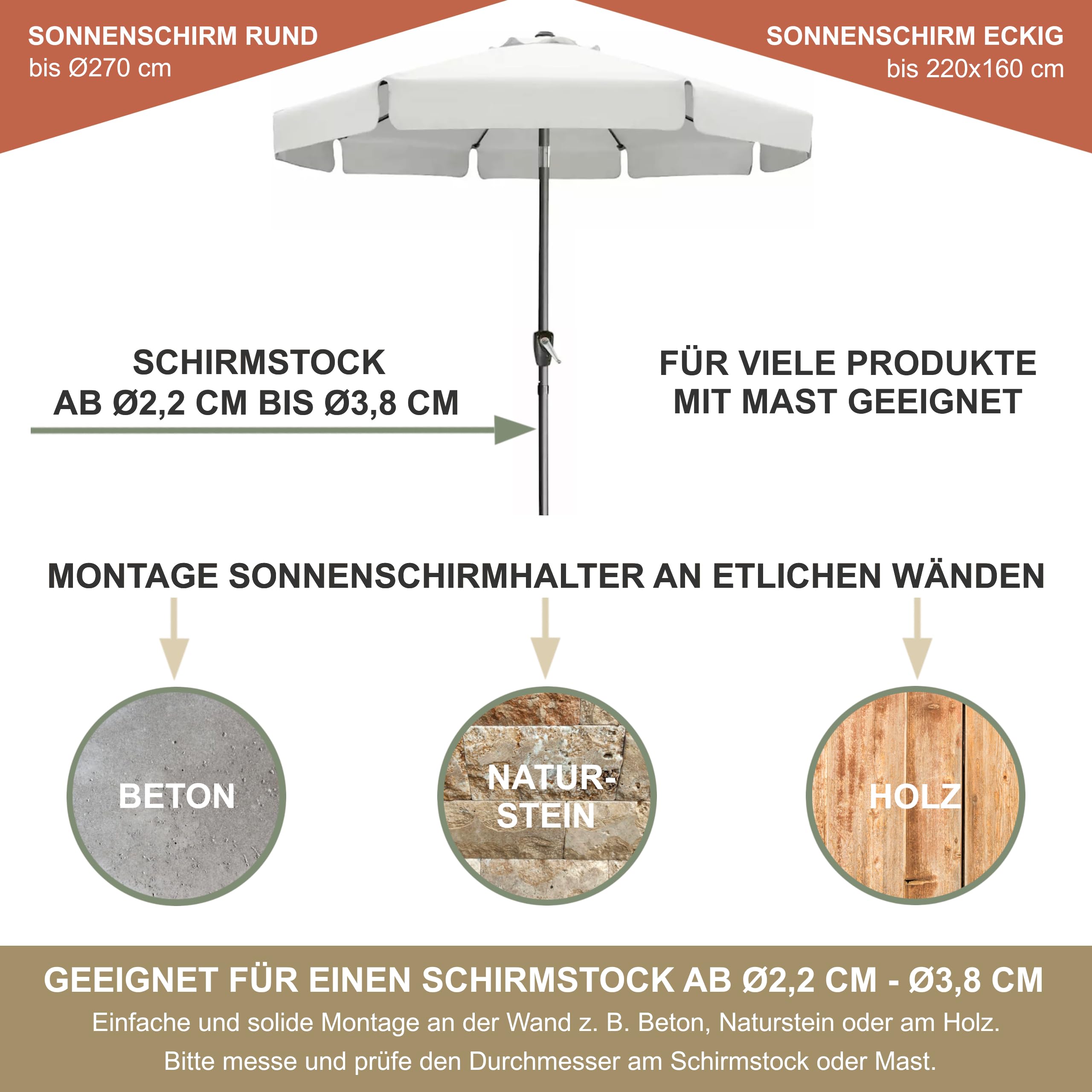 ᐅ KDR Produktgestaltung Schrmhalter Wandmontage Sonnenschrmhalter