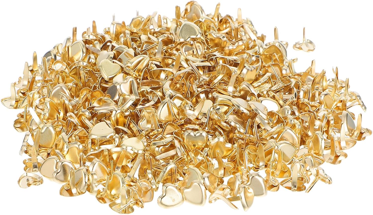 CORHAD 500pcs Mini Metal Paper Fasteners Brads for Scrapbooking DIY Crafting Supplies, 9mm Gold Heart Two-Prong Pins for School Projects and Handmade Decorations