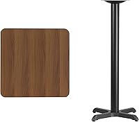 Vista 3 de Flash Furniture 24'' Square Walnut Laminate Table Top with 22'' x 22'' Bar Height Table Base
