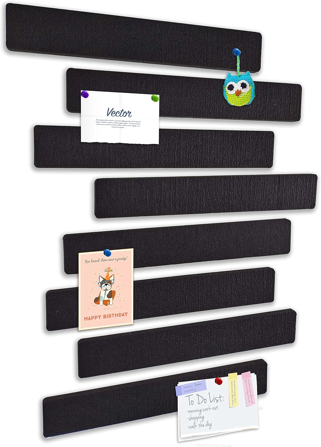 8Pcs Small Bulletin Board Felt Pin Boards Bar Strips for